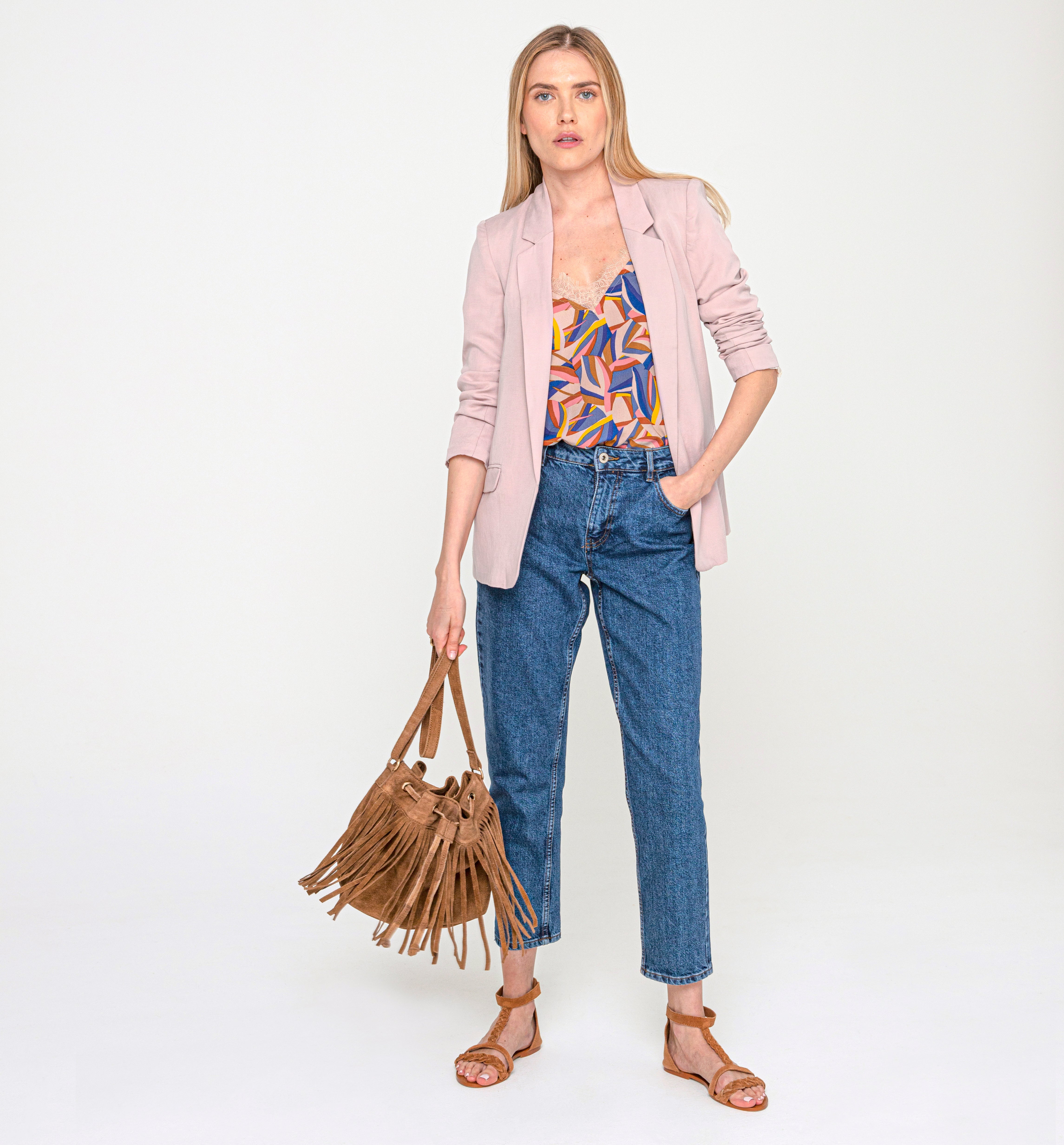 Patterned strappy top - Black print