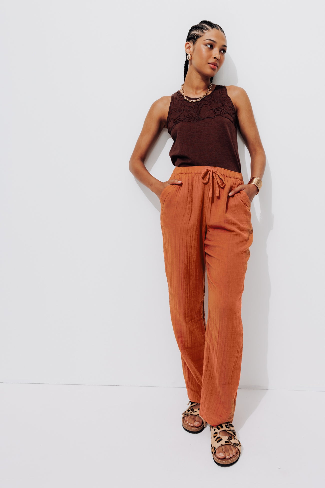 Cotton gauze trousers - Sienna