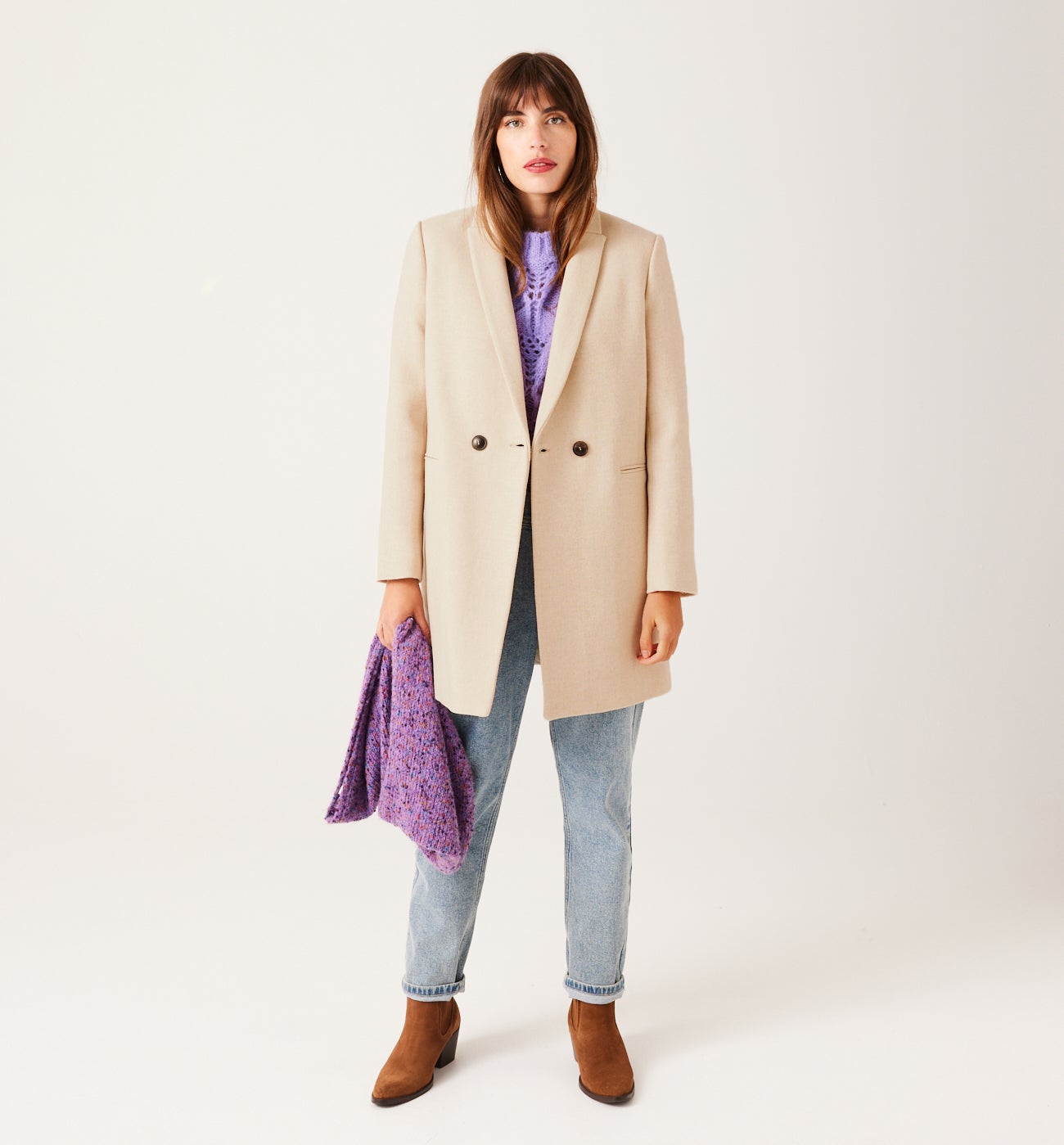 GISELE wool-blend coat - Black