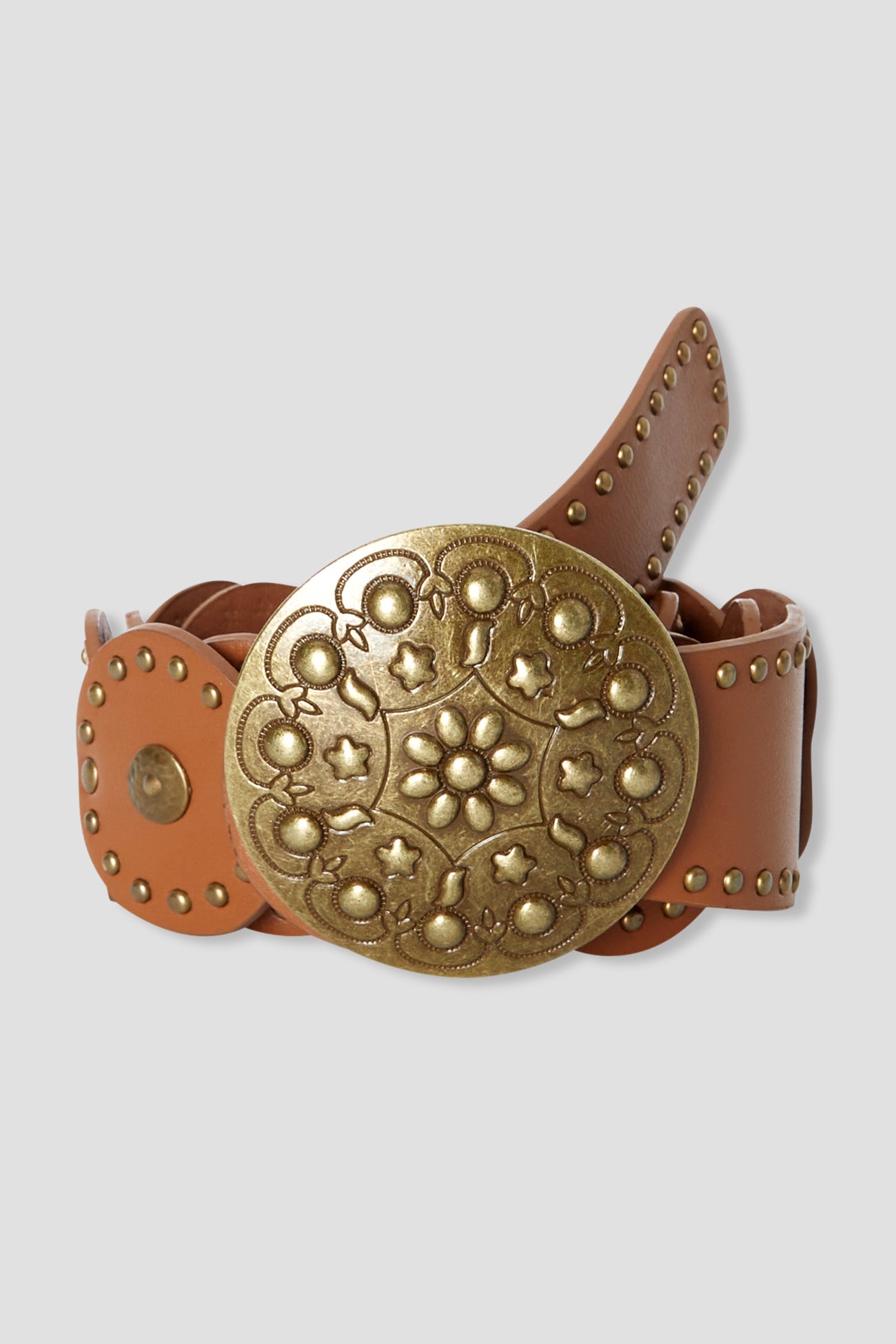 Bold buckle belt - Camel