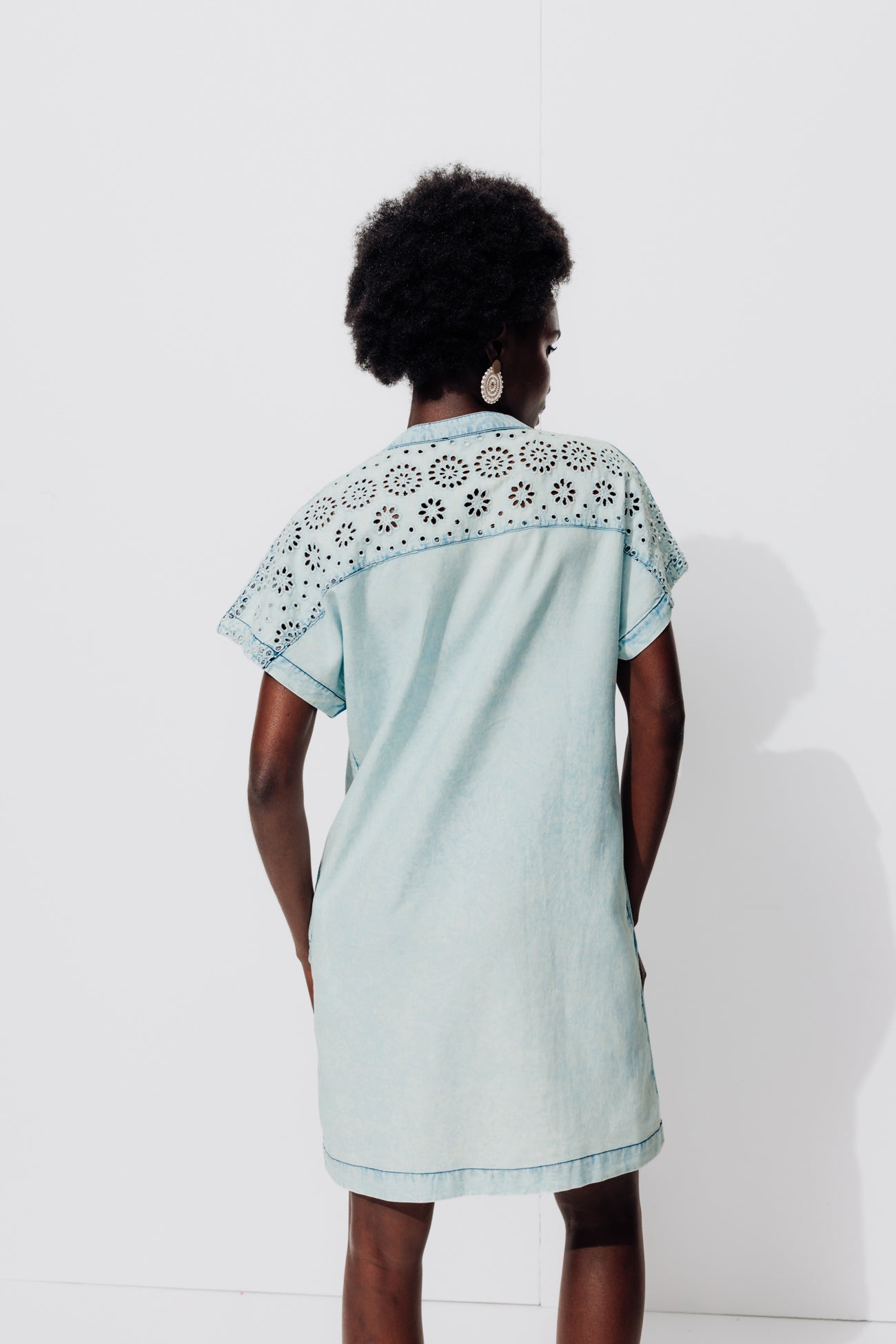 Short faded dress - Light denim