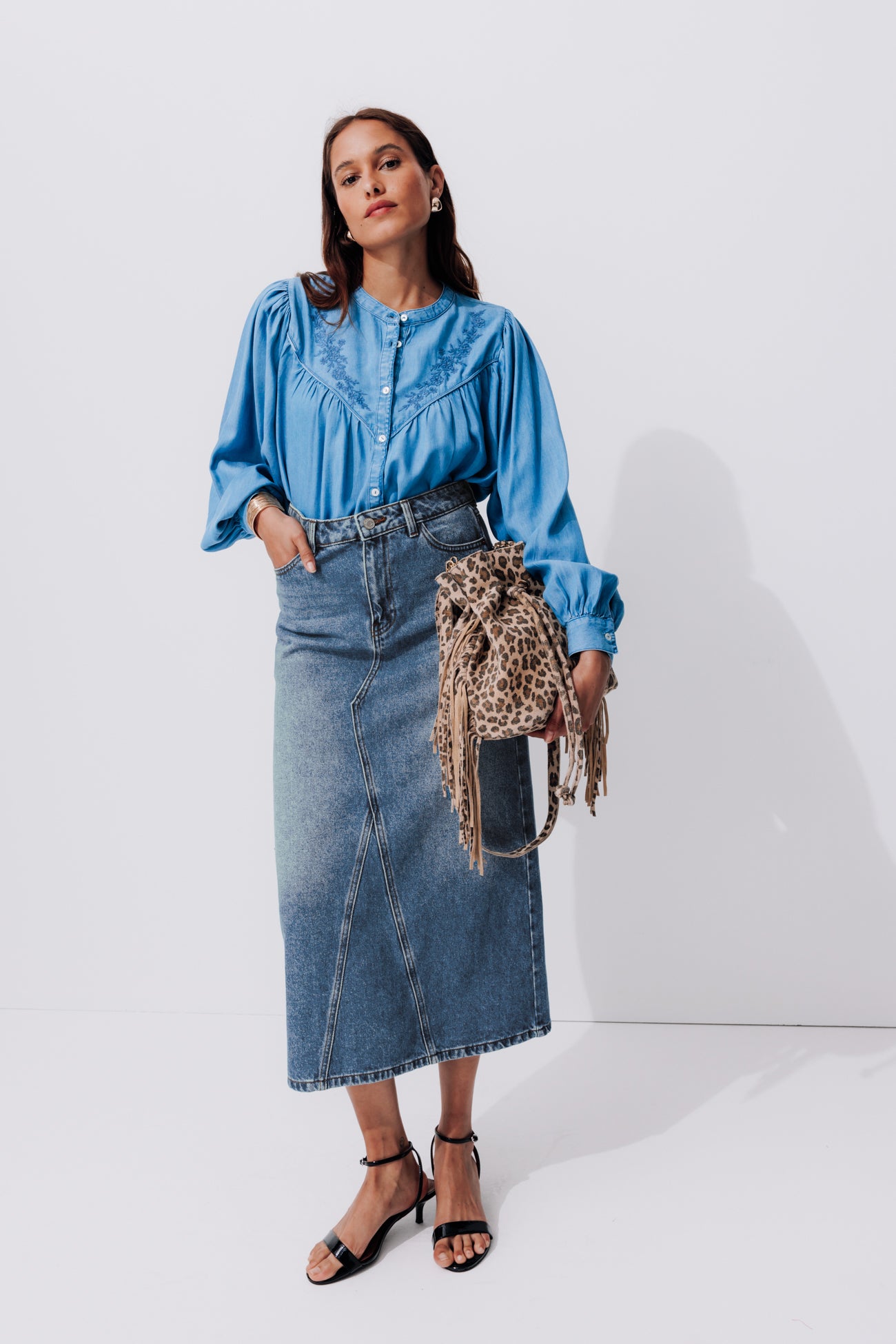Long denim skirt - Medium denim