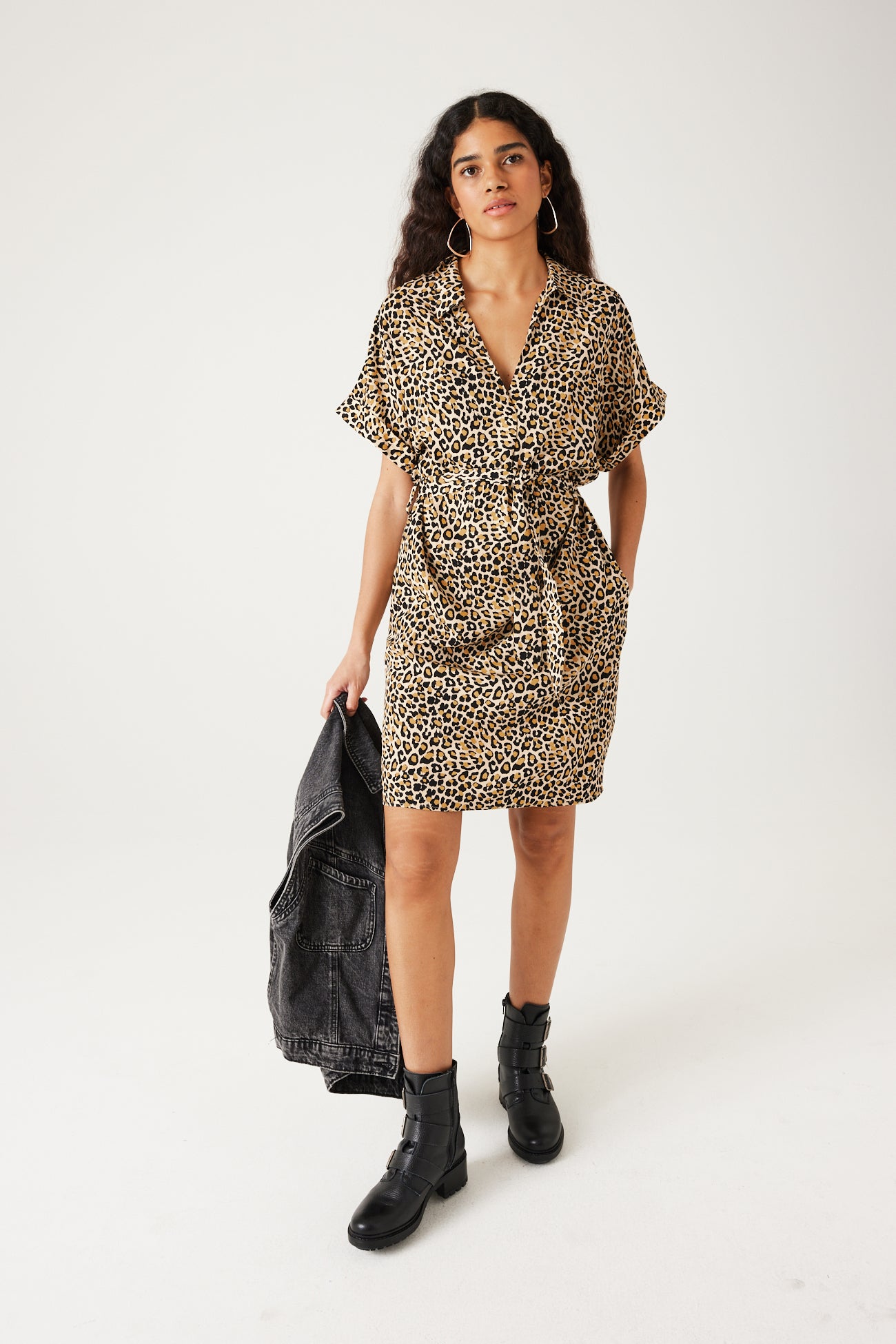 Short unicolour dress - Camel