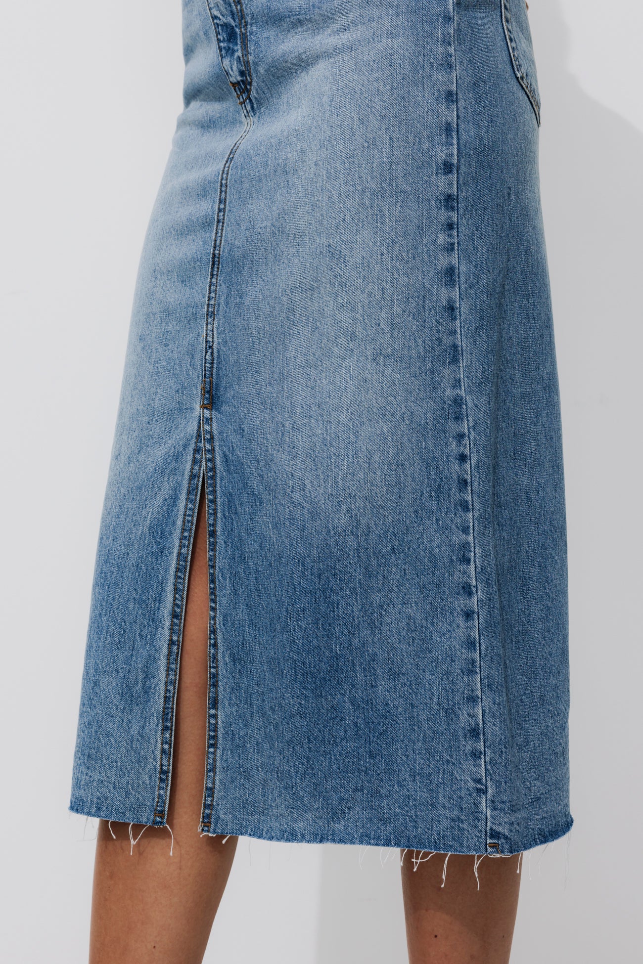 Denim midi skirt - Grey denim