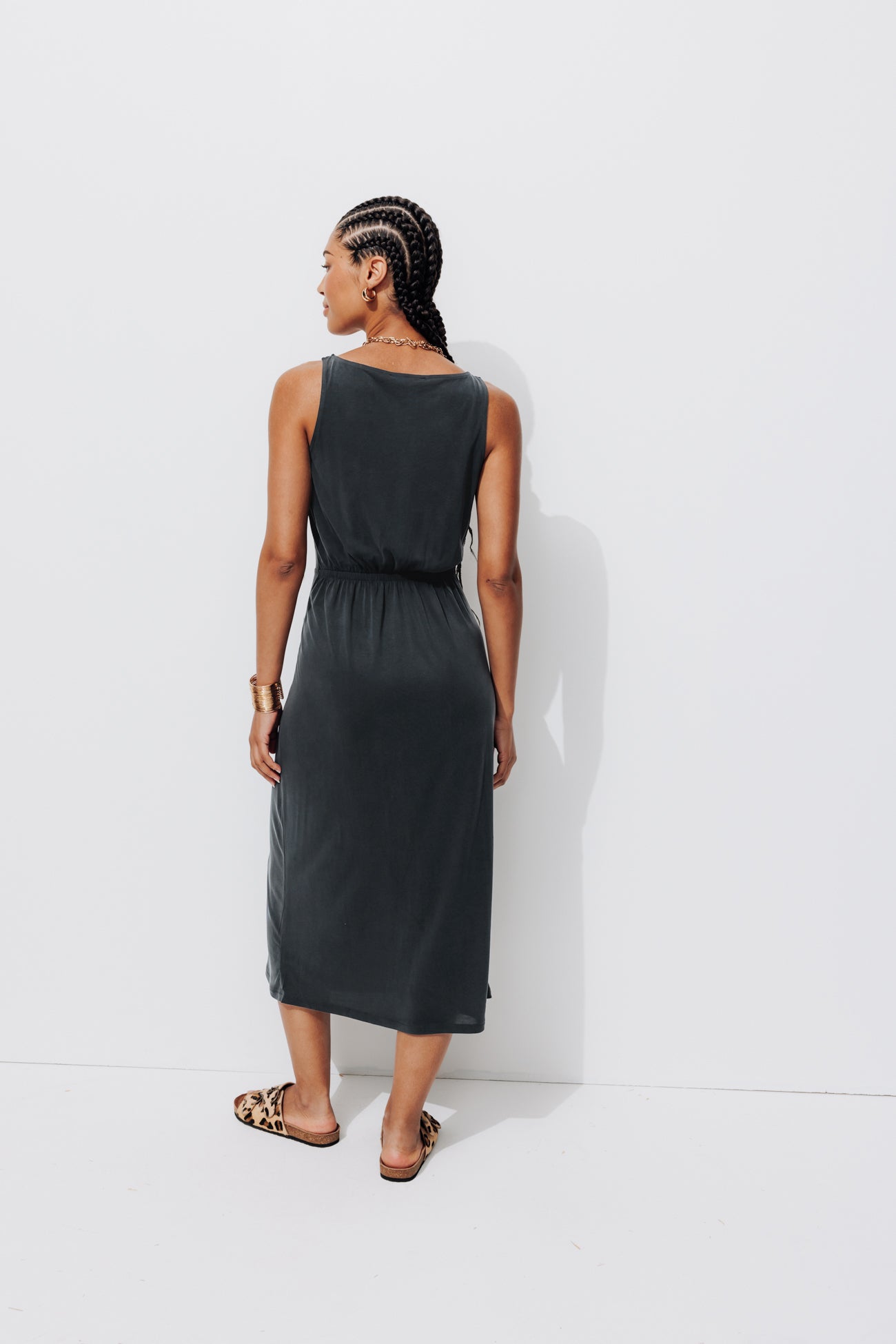 Jersey sleeveless dress - Black
