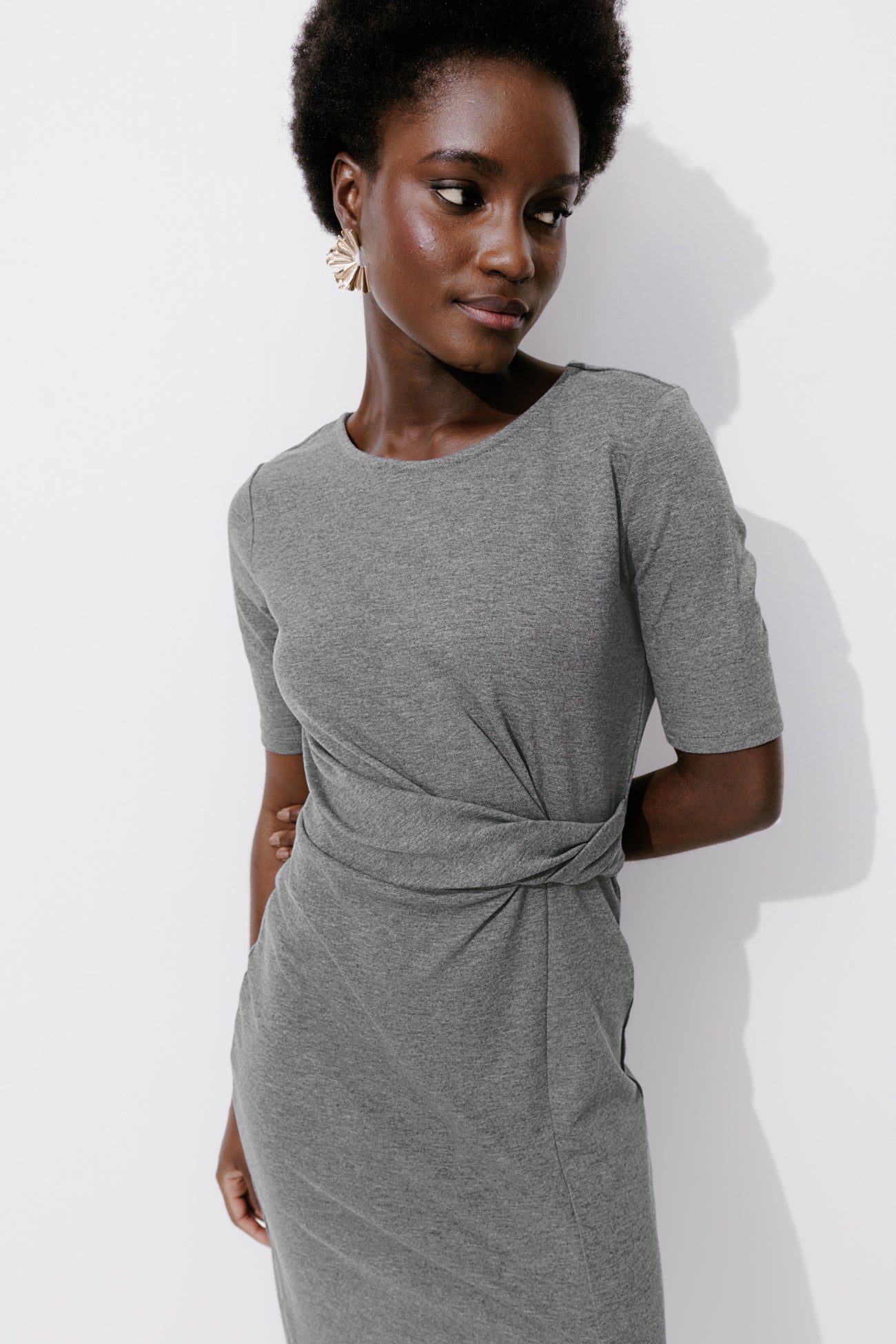 Jersey midi dress - Light grey