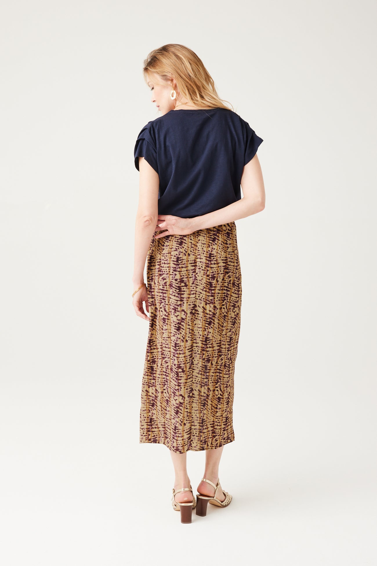 Midi patterned skirt - Ecru print