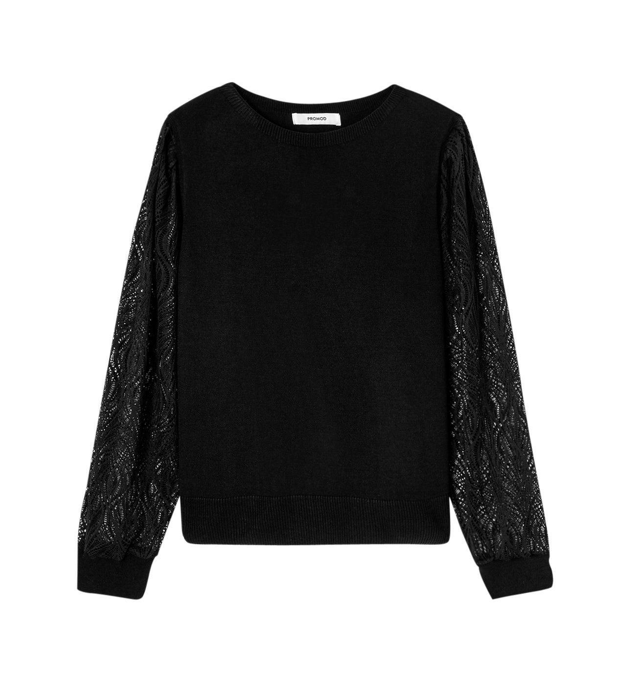 Lightweight lace-detail jumper - Black