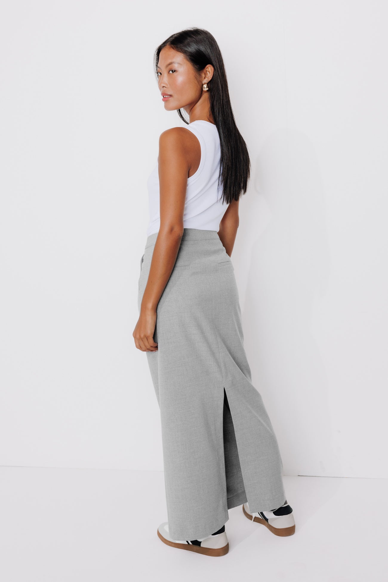 Pencil skirt with slit - Grey