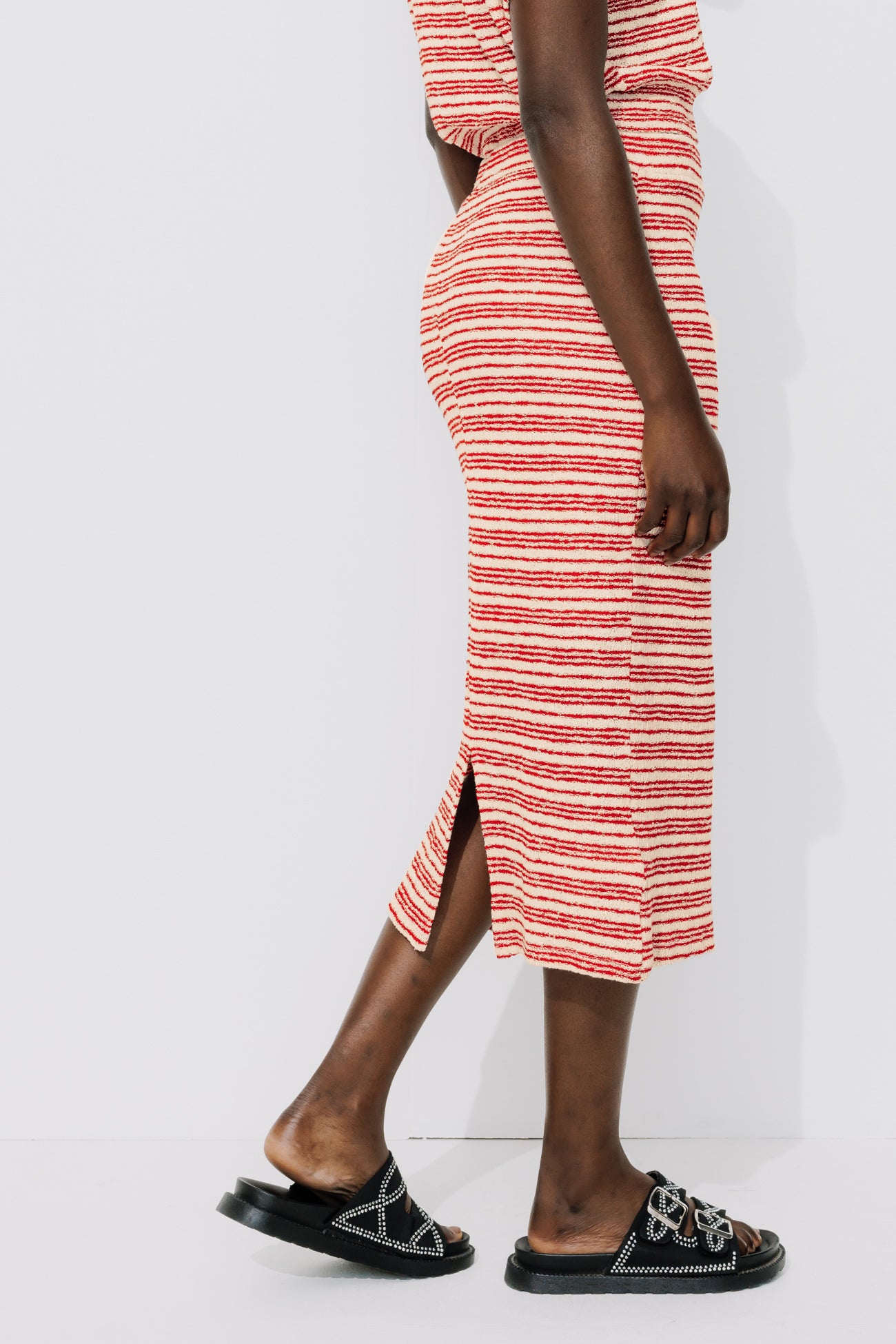 Midi knit skirt - Blue stripes