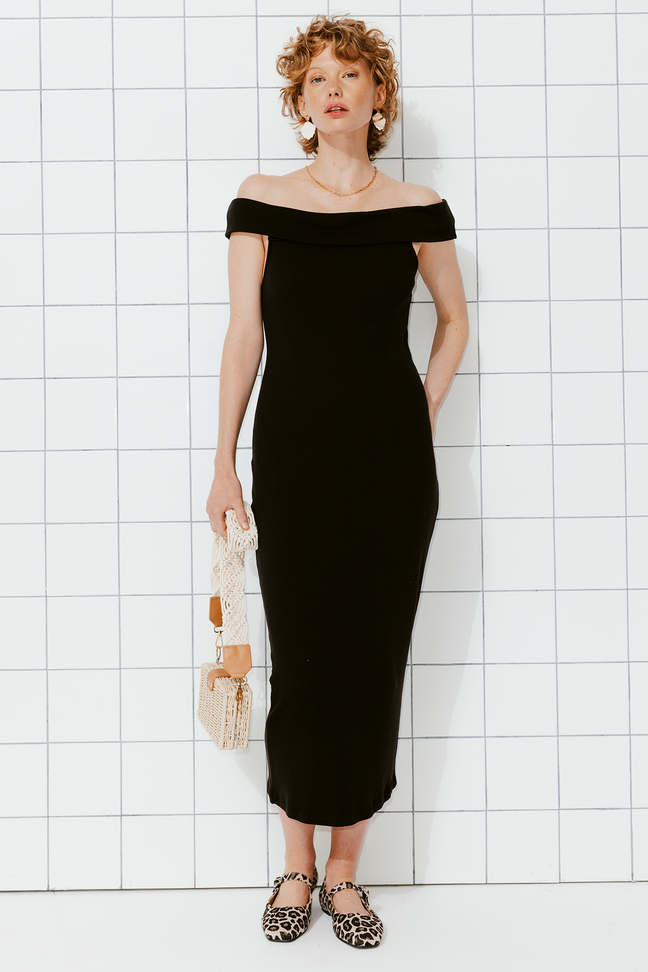 Bardot neckline top - Black