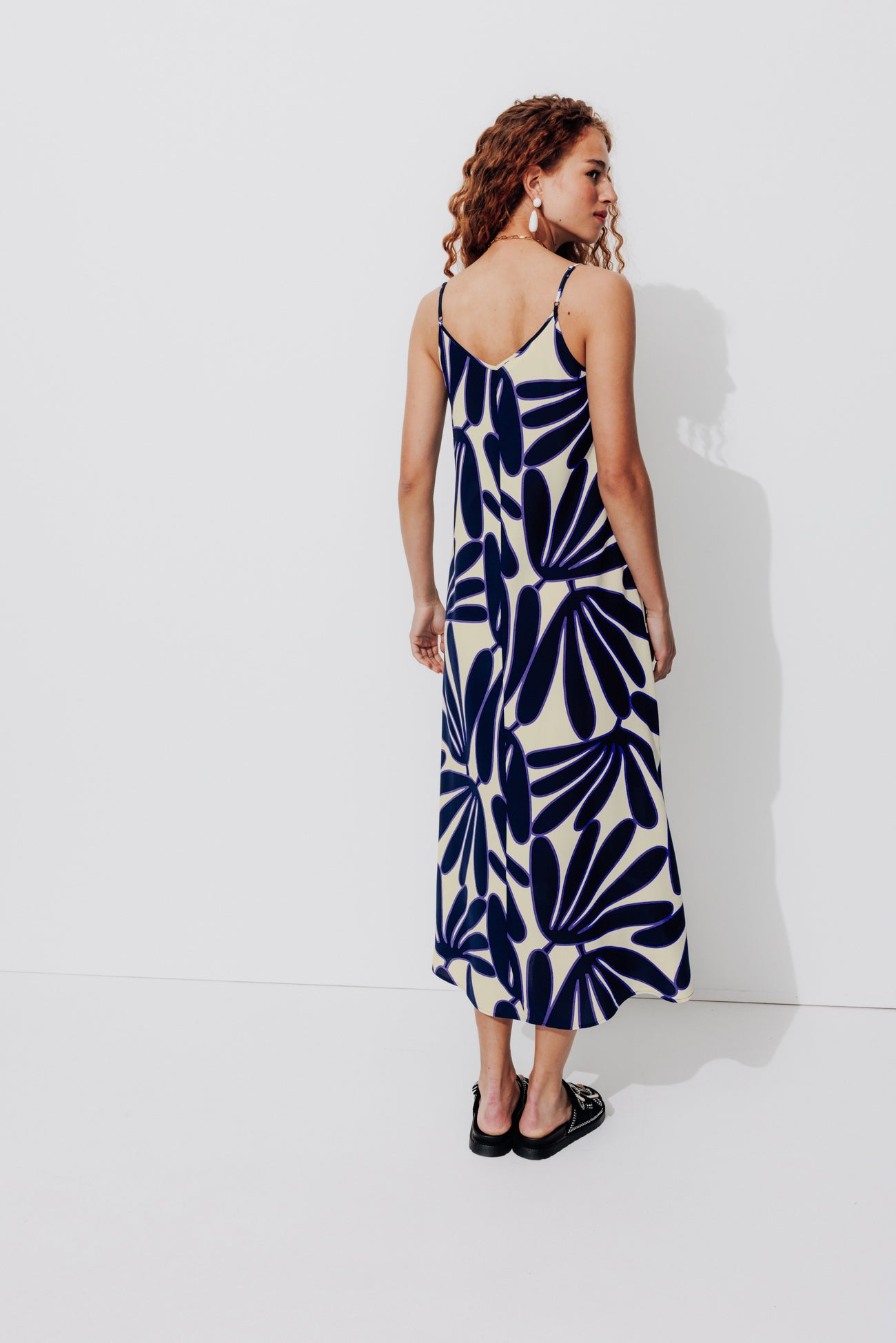 Long strappy dress - Pink print