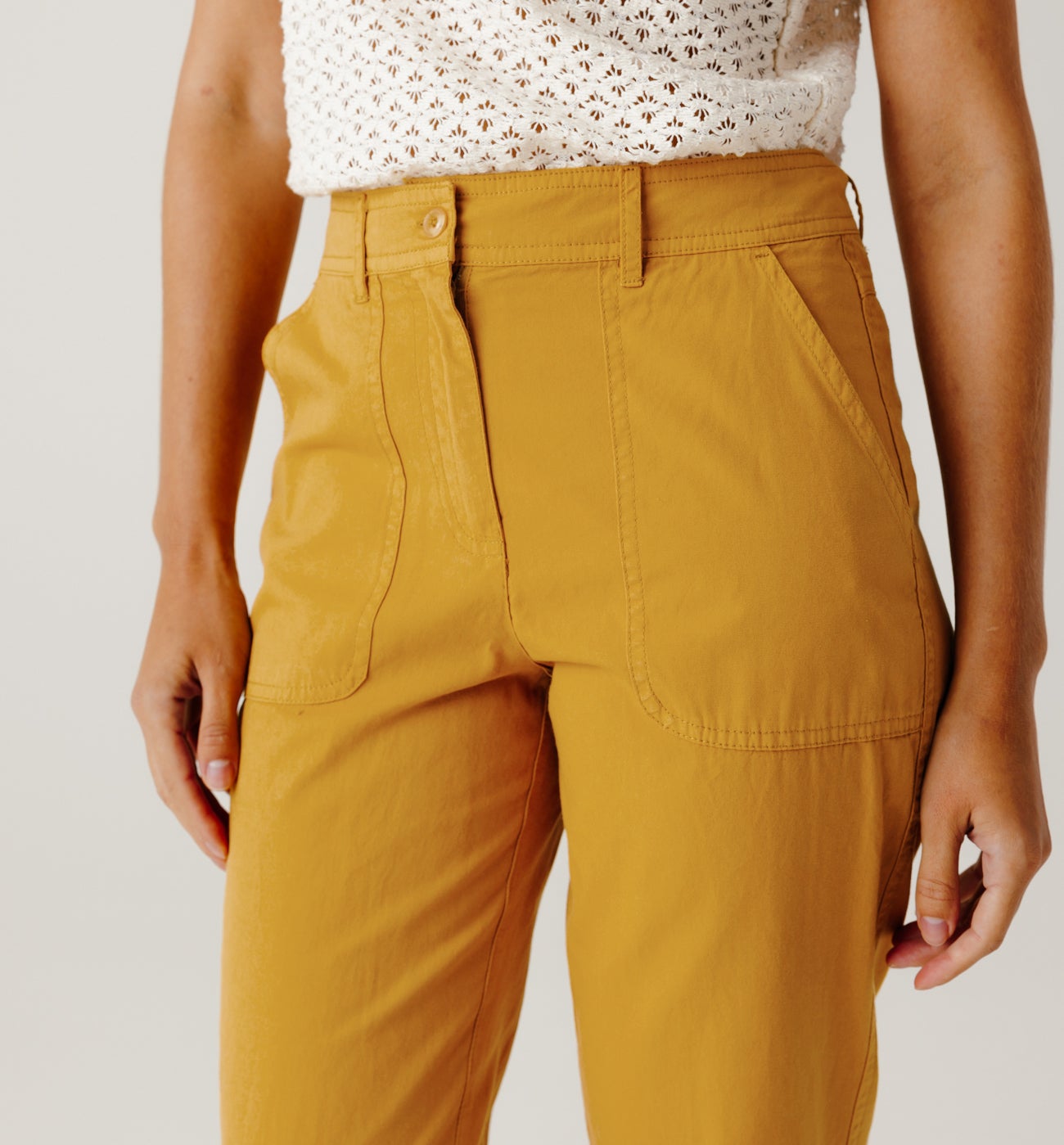 Canvas cotton trousers - Ecru