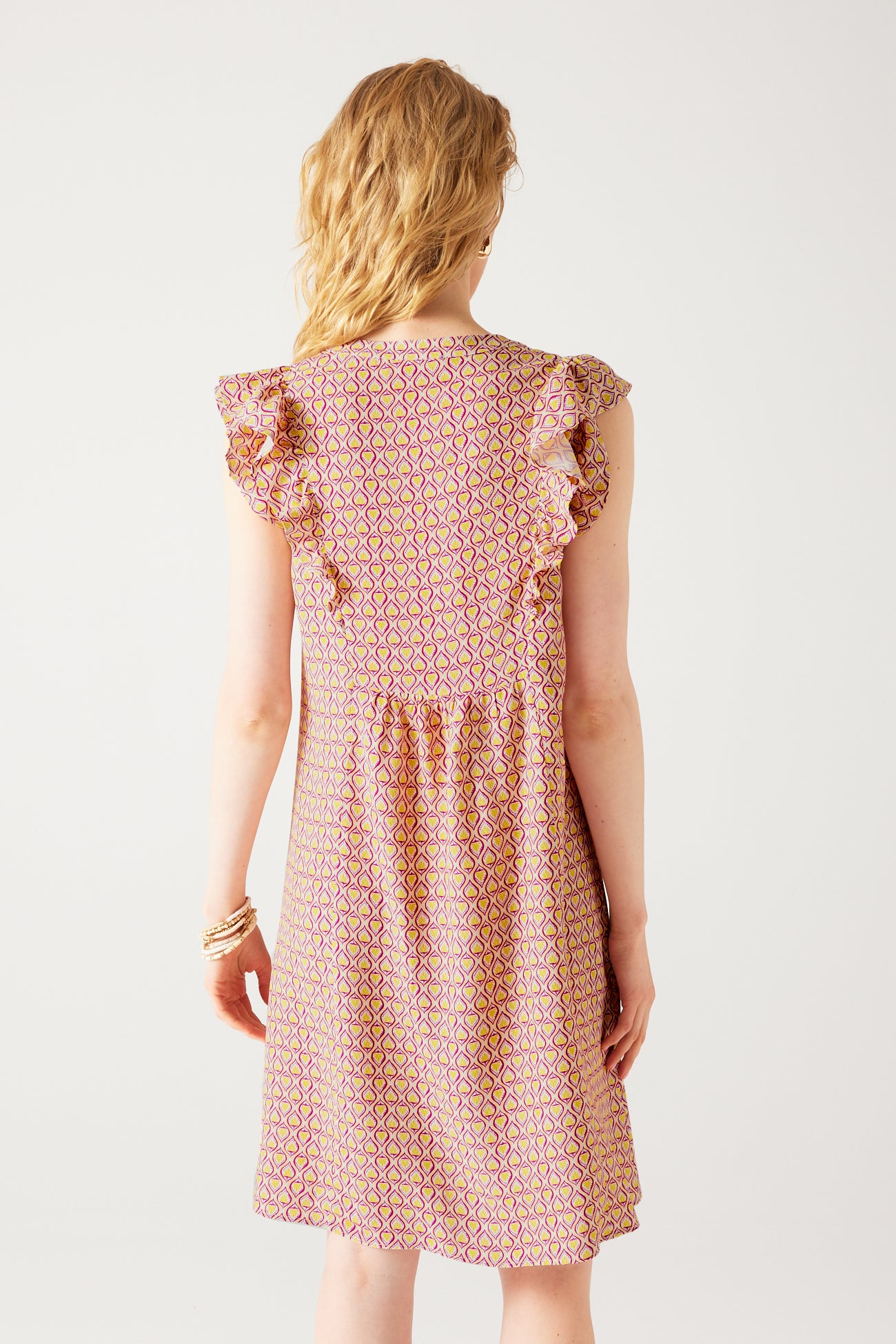 Eco-produced dress - Navy blue print