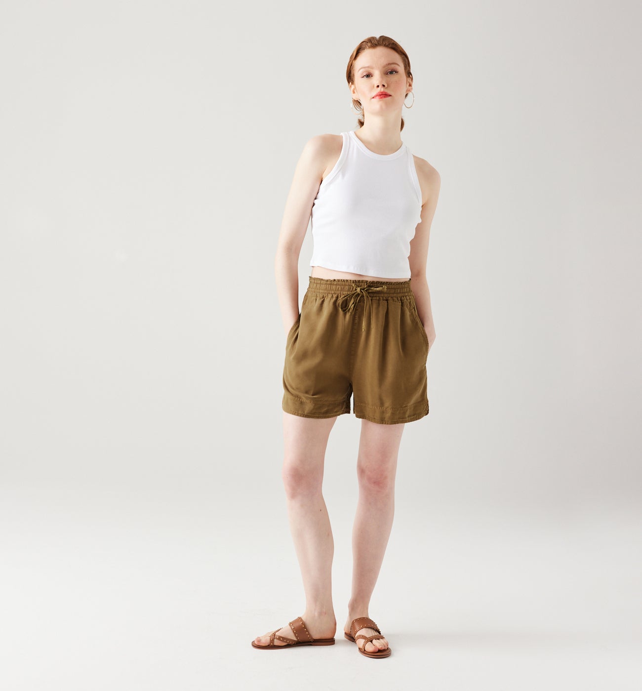 Lyocell shorts - Chestnut brown