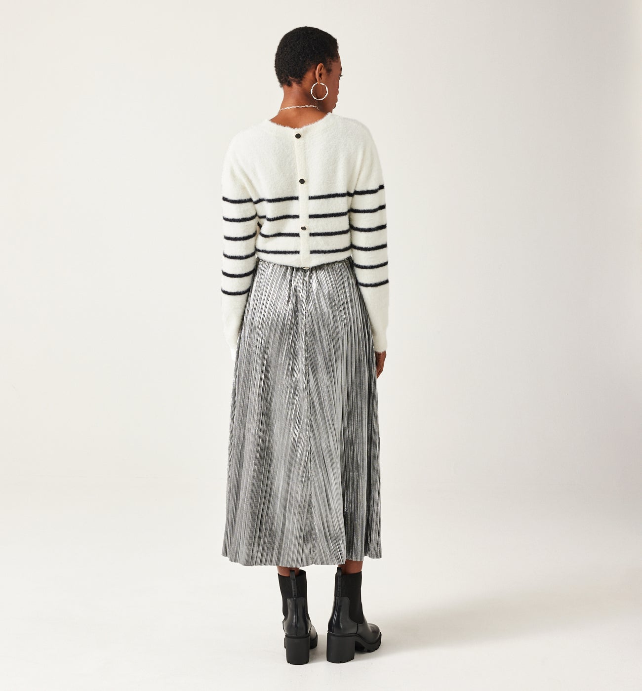 Fluffy nautical jumper - Black stripes