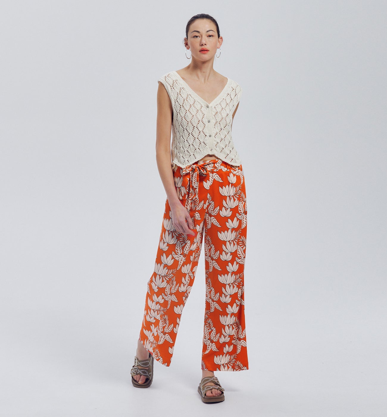 High-waist wideleg trousers - Black