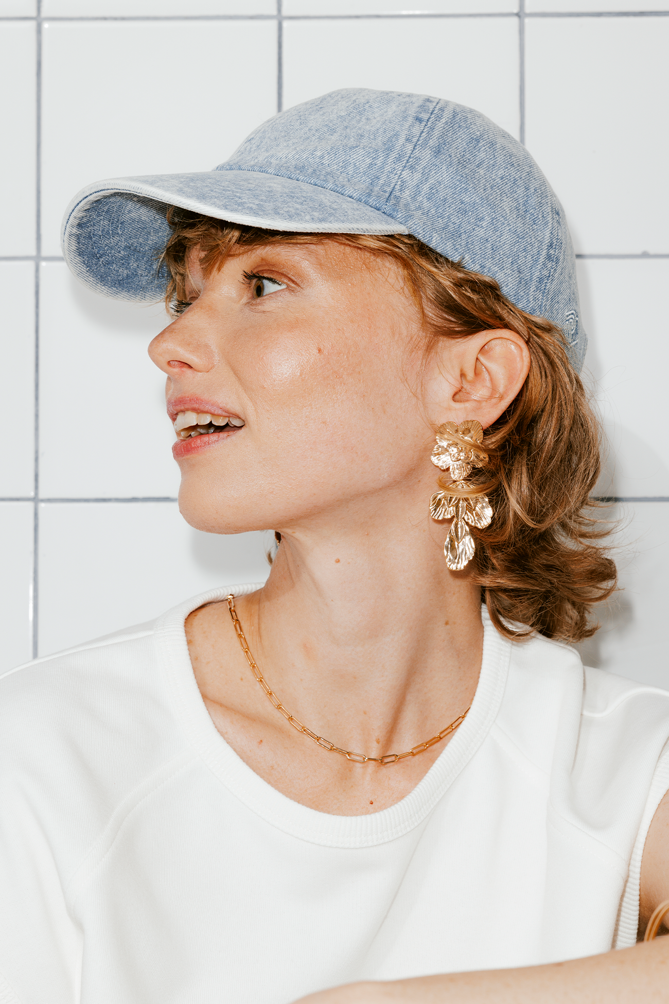 Faded denim baseball cap - Medium denim