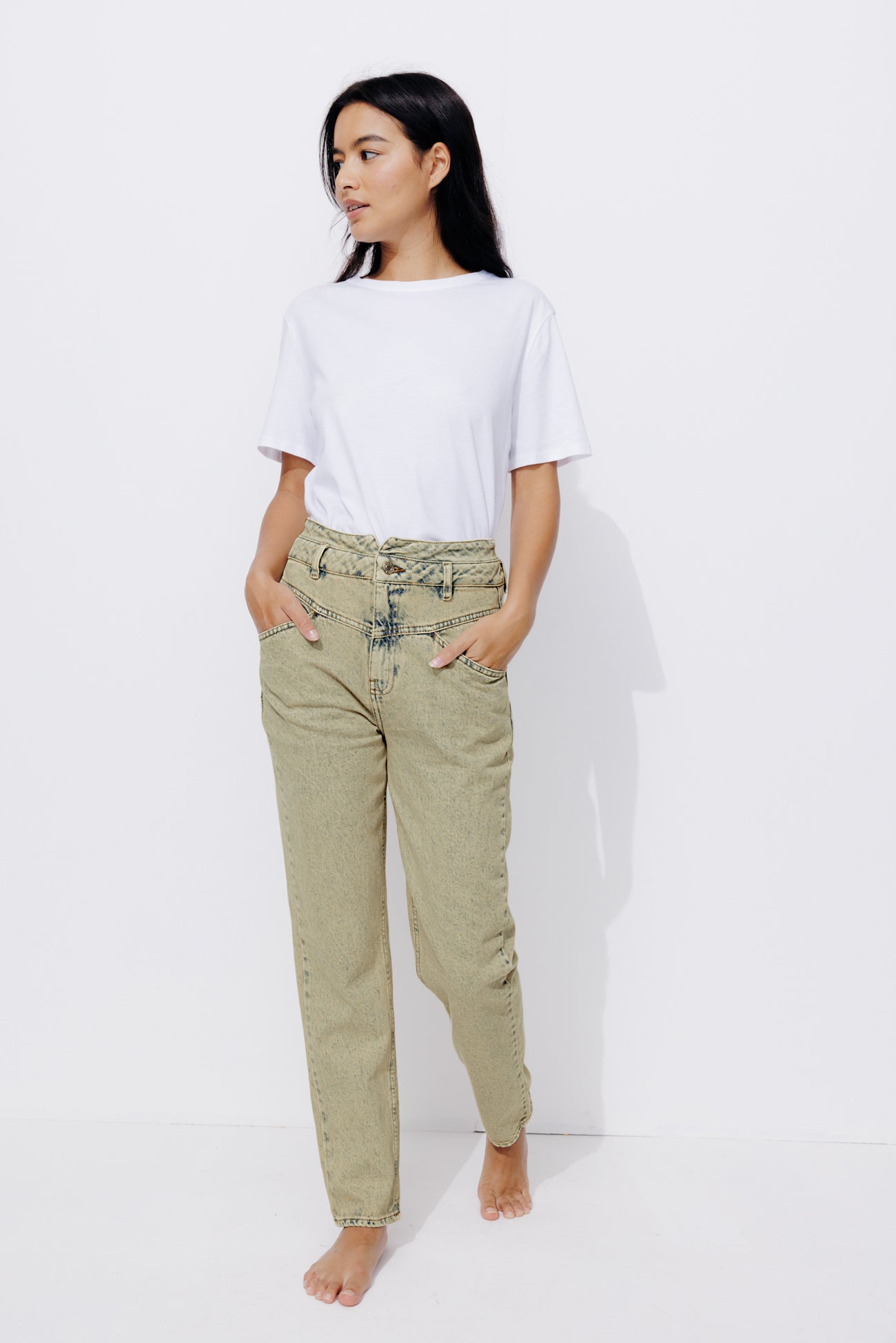 MARCEL high-waist mom jeans - Sand
