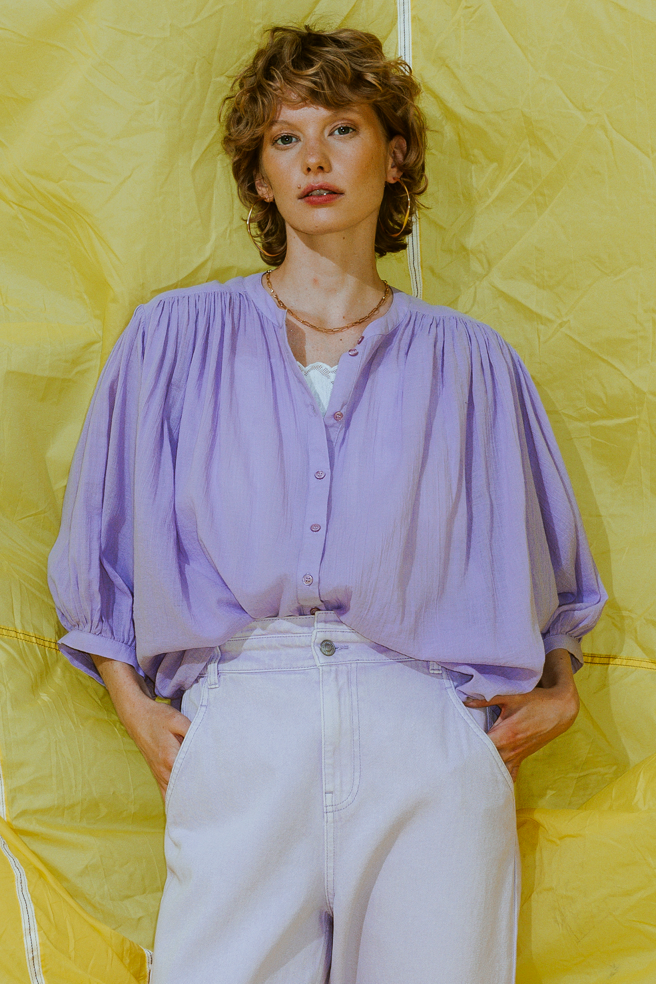 Puff-sleeved shirt - Light violet