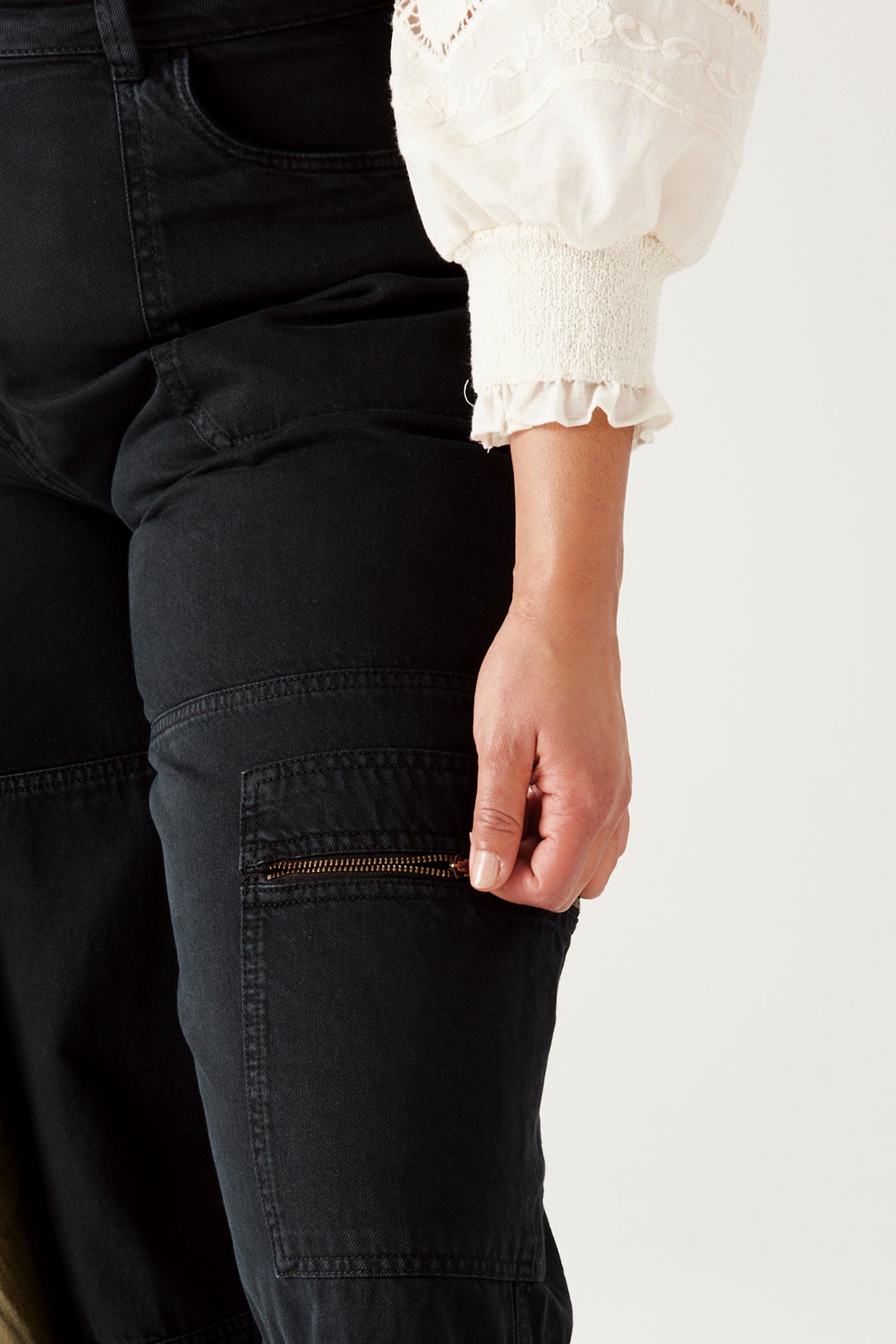 Wideleg cargo trousers - Black