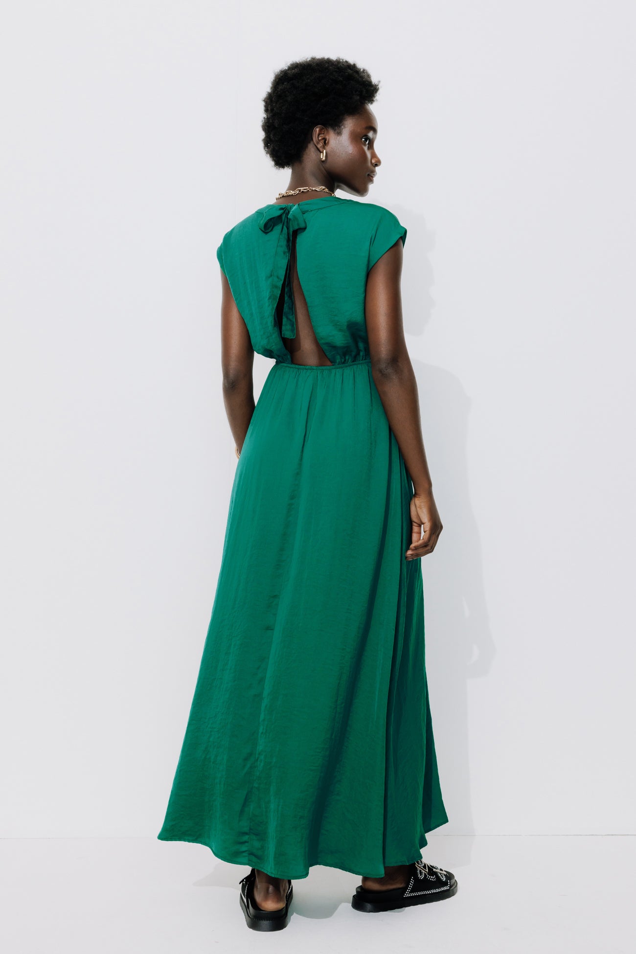 Long silky dress - Black