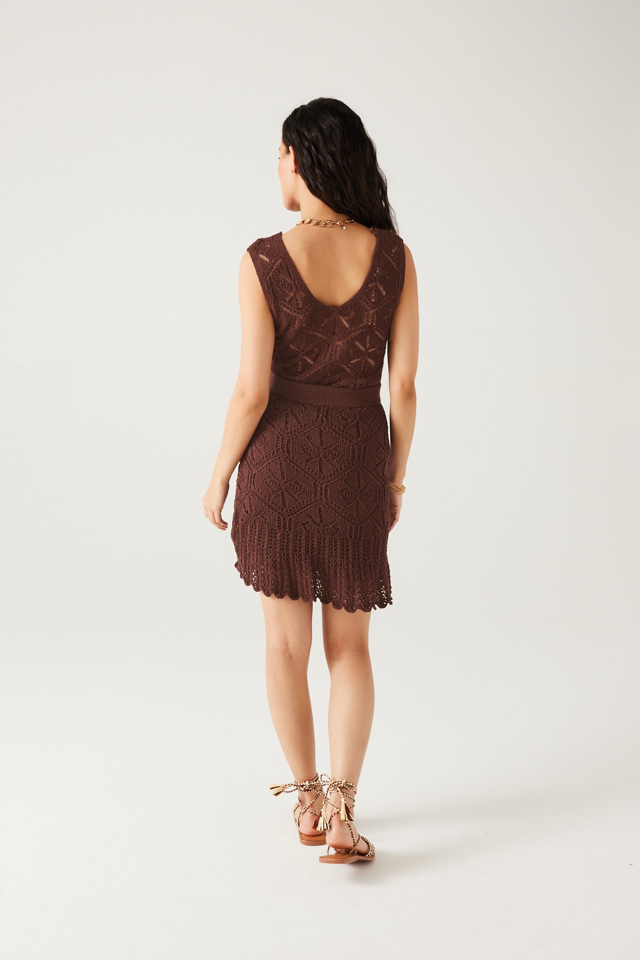 Short crochet skirt - Soft chestnut