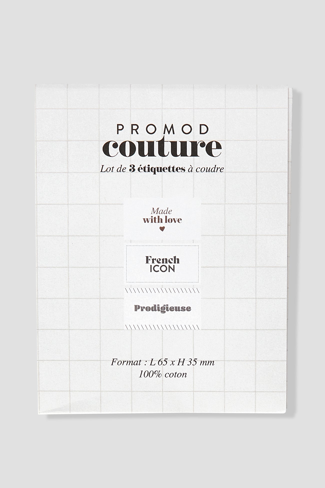 Set of 3 sewing labels - Ecru print