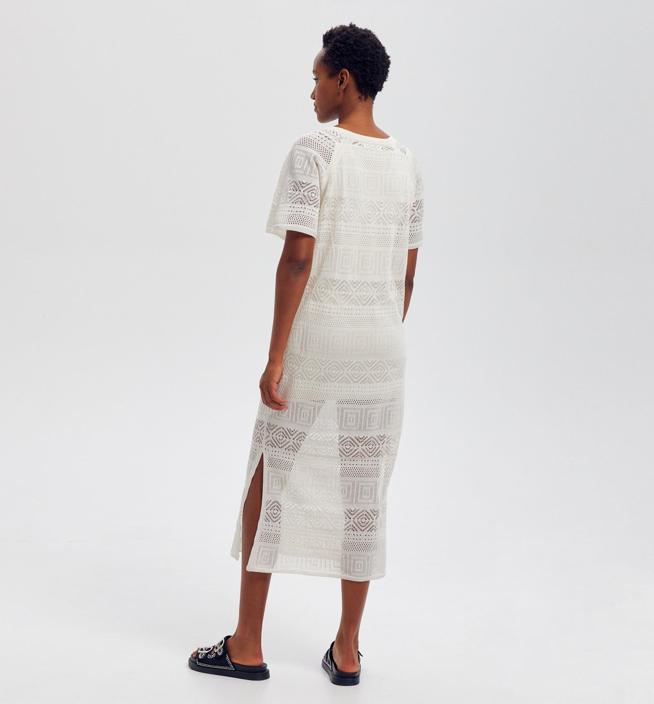 Lace knit dress - Ecru