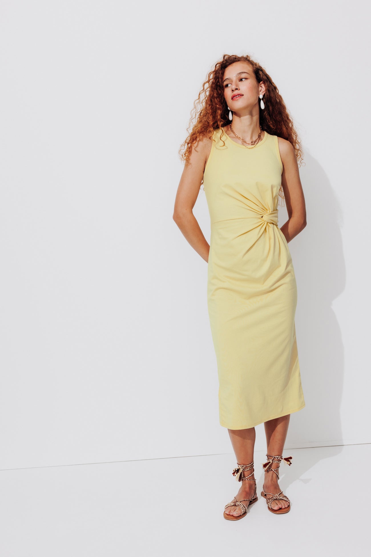 Sleeveless jersey dress - Light yellow