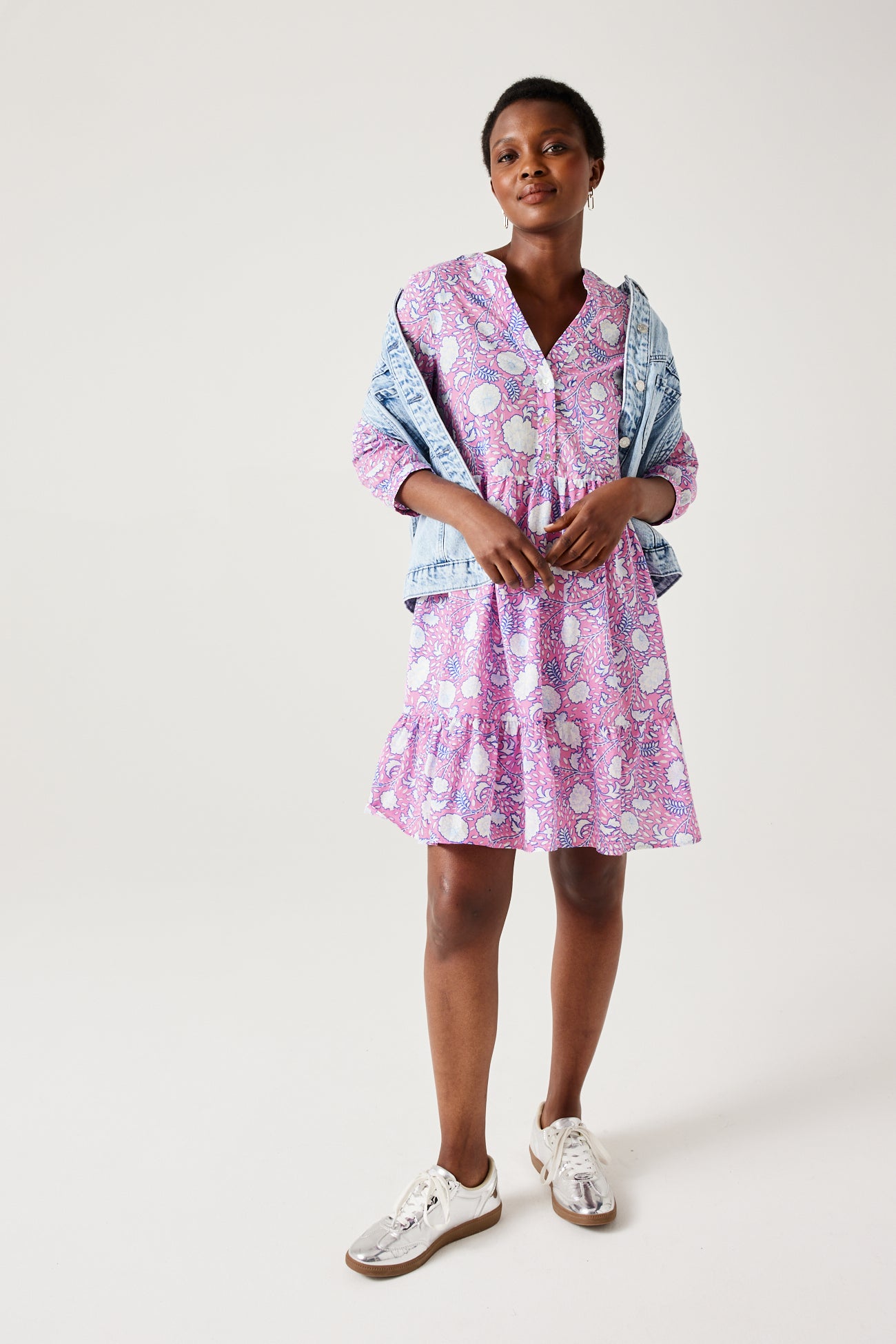 Patterned babydoll dress - Pink print