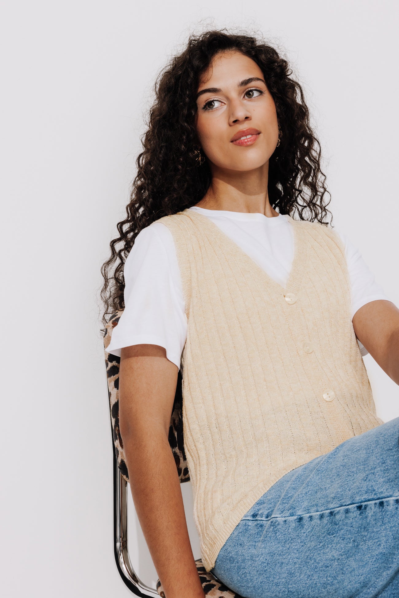 Sleeveless waistcoat - Ecru