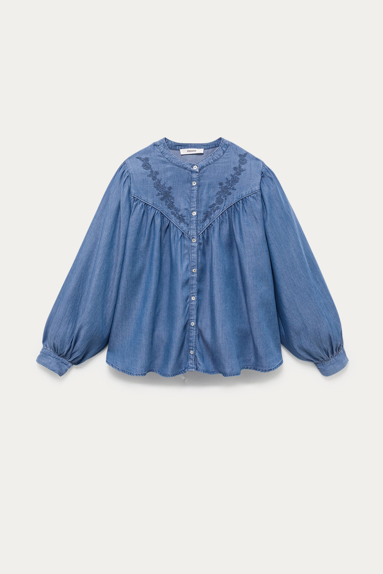 Lyocell embroidered shirt - Medium denim