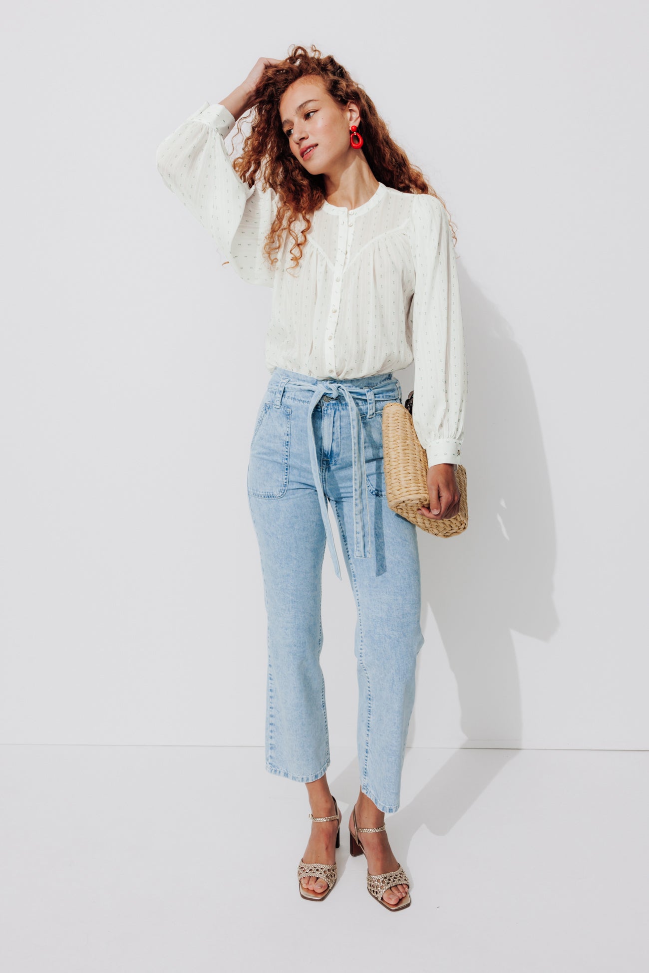 Puff-sleeved blouse - Ecru