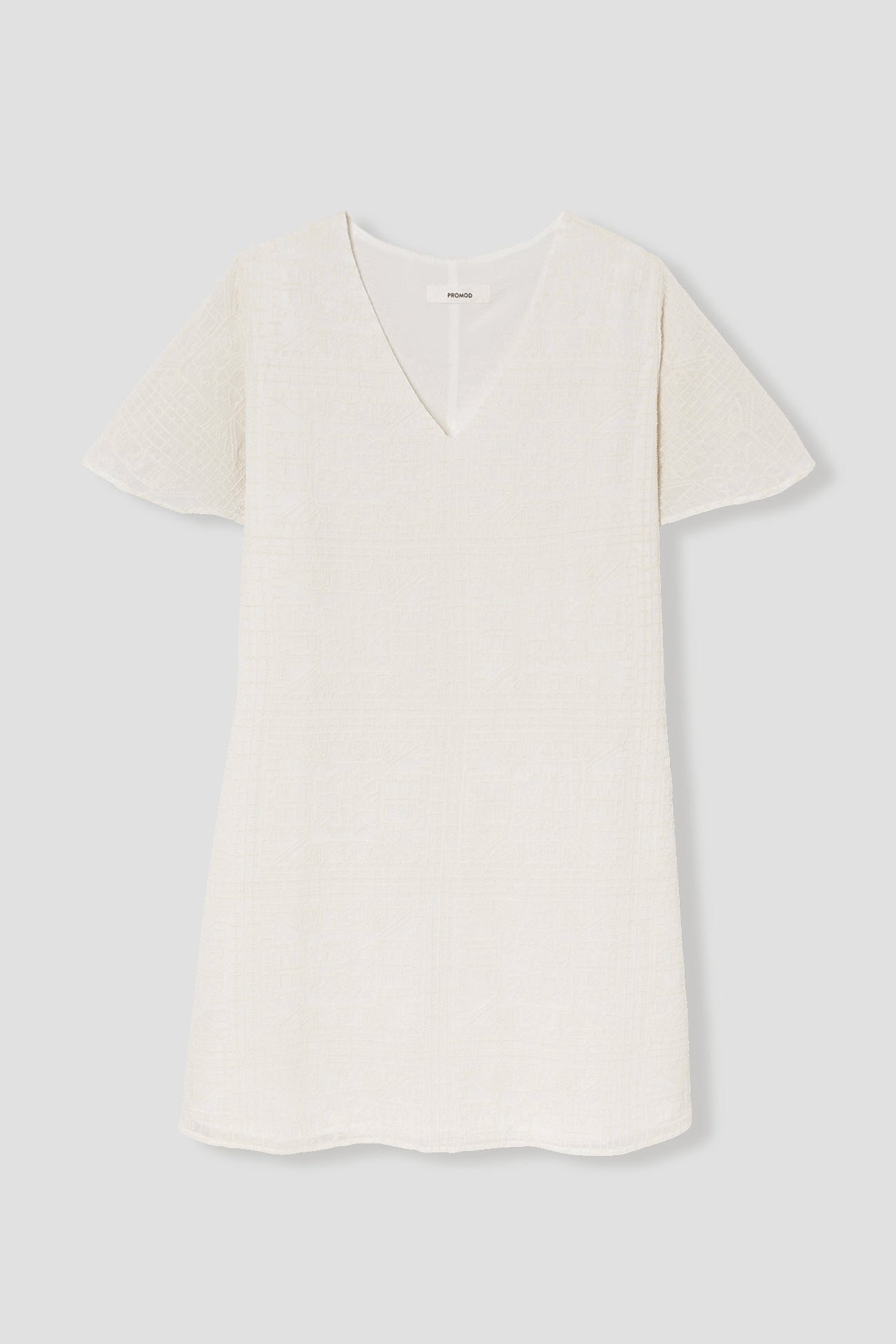 Short embroidered dress - Ecru