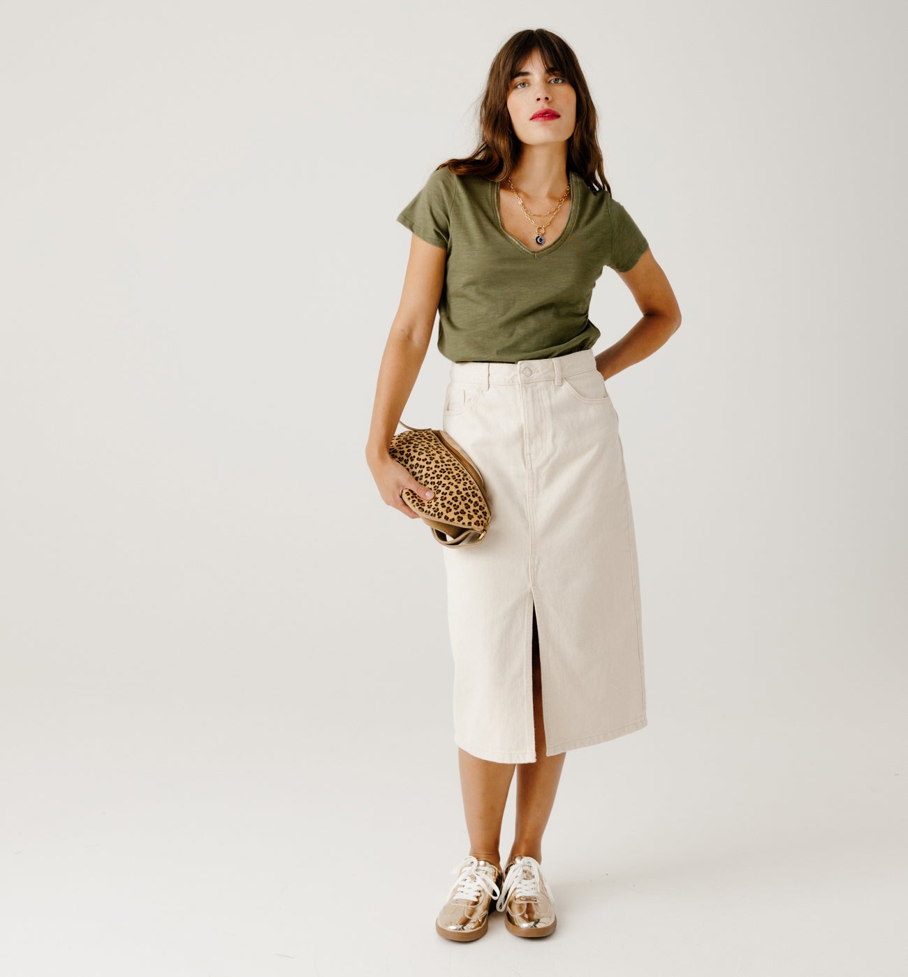 V-neck top - Raspberry red