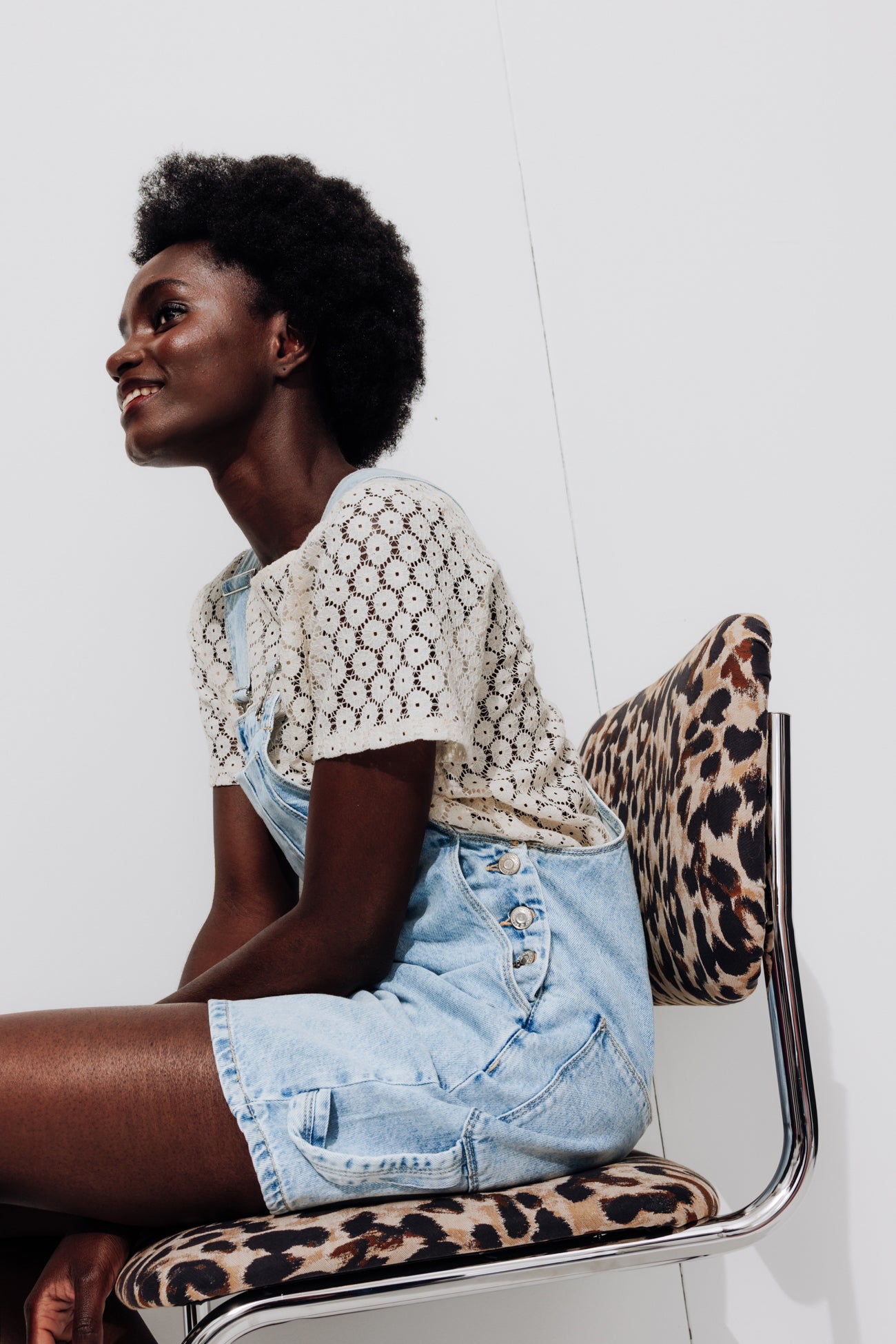 Denim shorts dungarees - Ultra faded denim