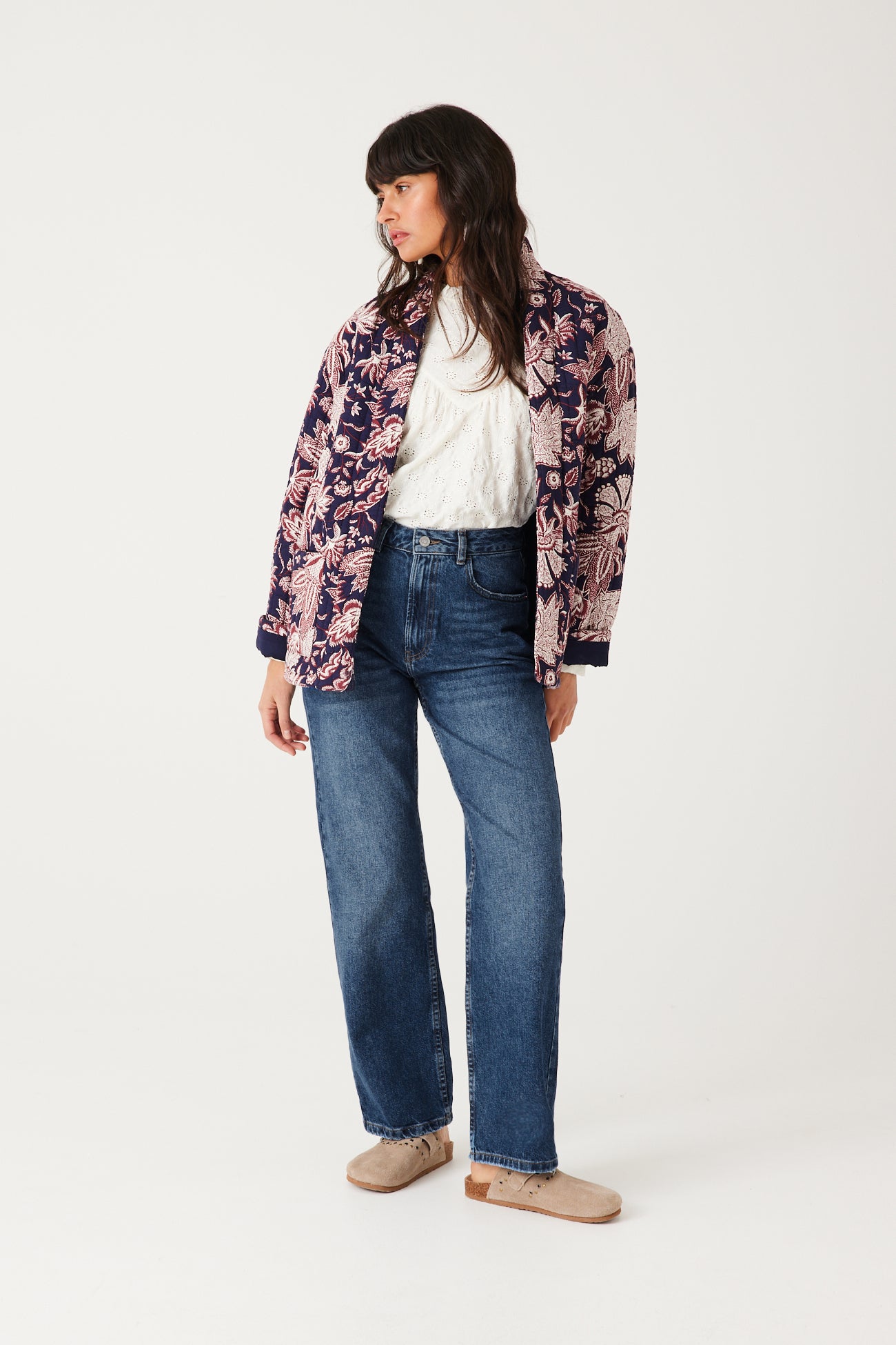 High-waist straight leg jeans - Light denim