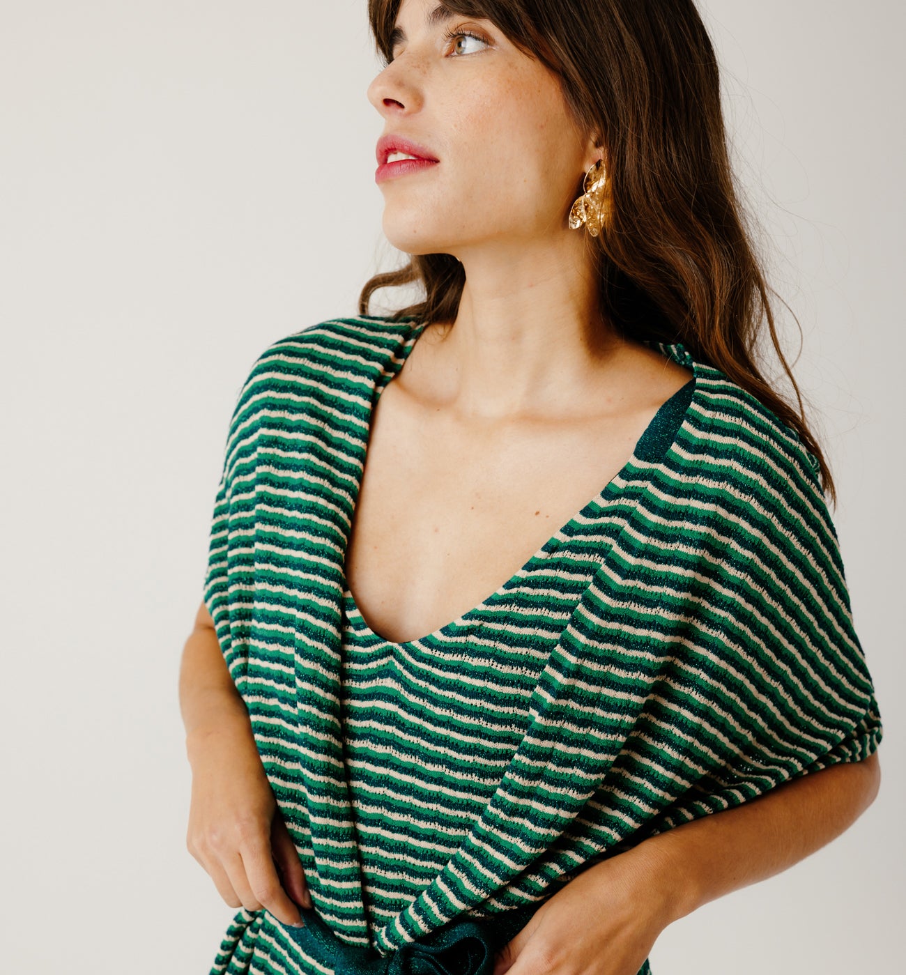 Glitzy striped kimono jacket - Multicolour stripes