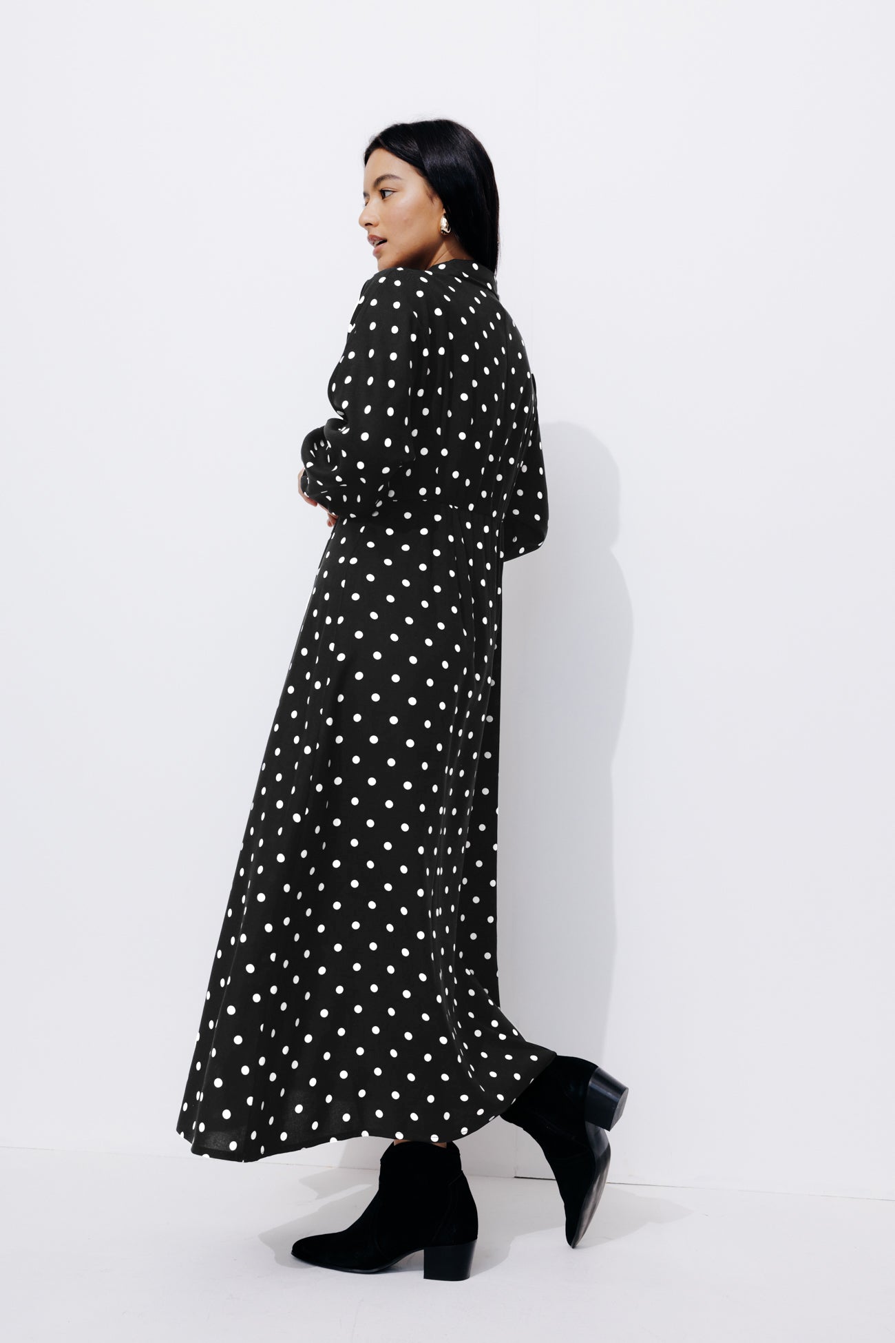 Long patterned shirtdress - Black print