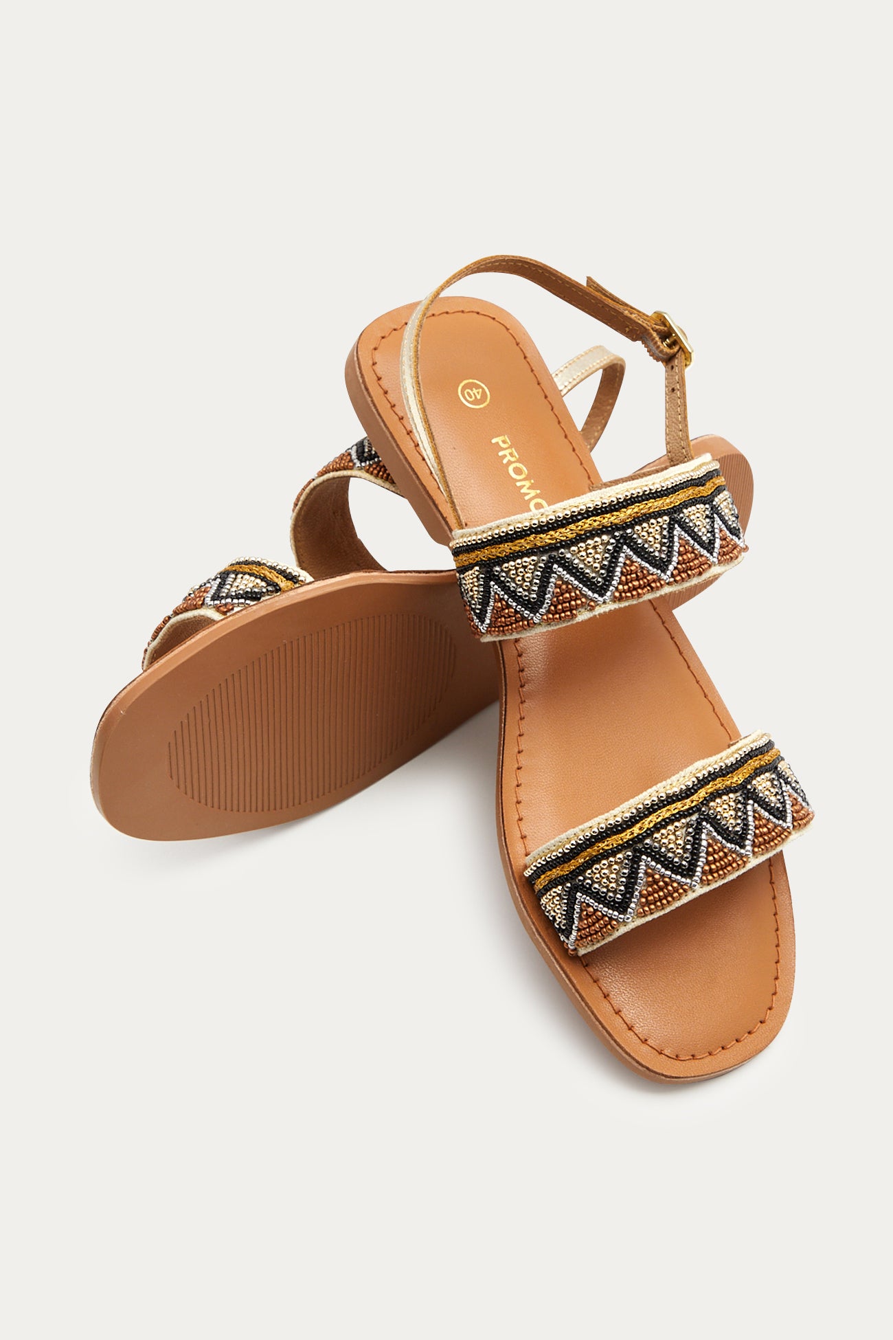 Beaded open sandals - Raspberry red