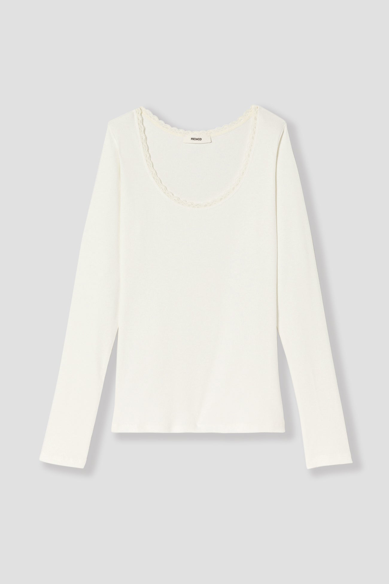 Lace detail ribbed top - Ecru