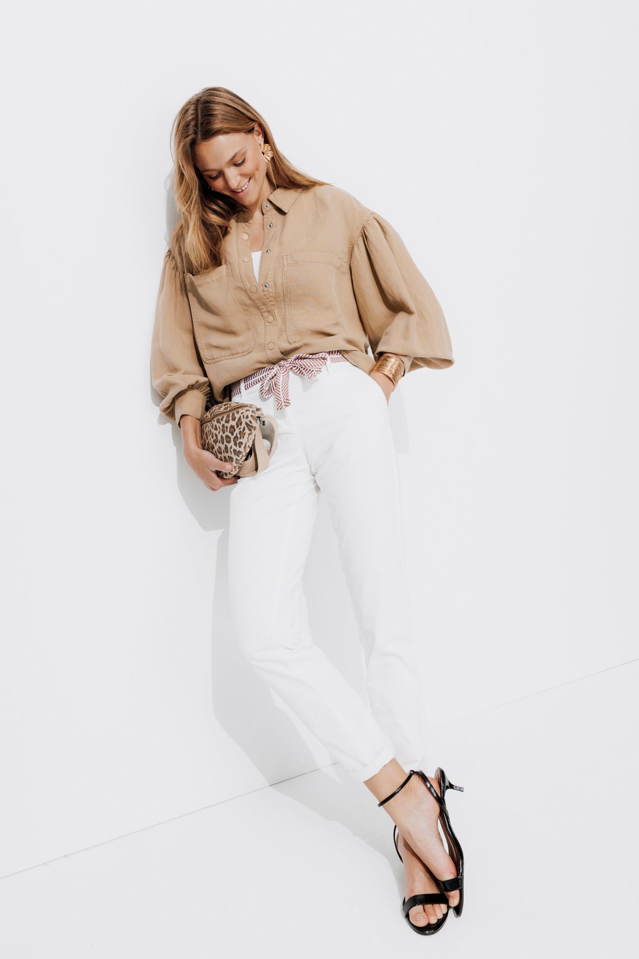 Belted chinos - Ecru