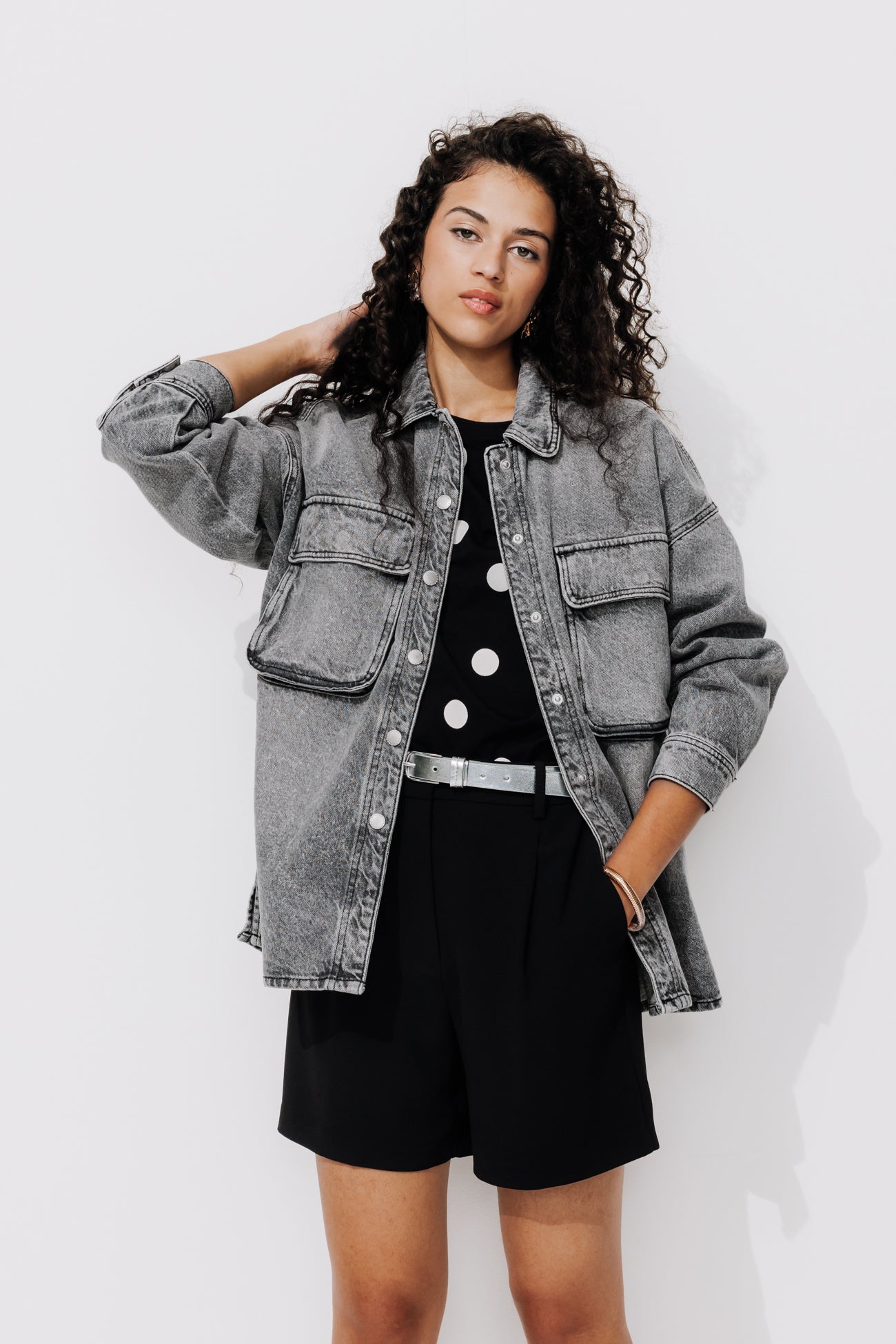 Oversized denim shirt - Black denim
