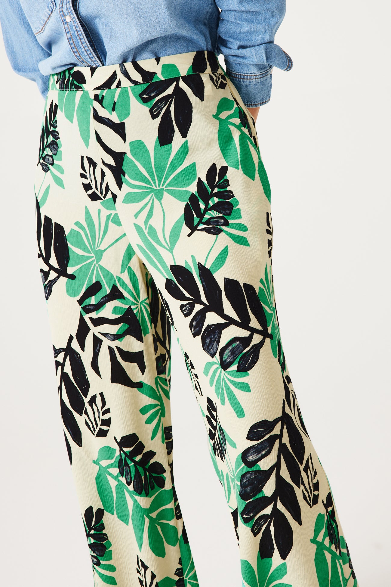 Wideleg patterned trousers - Ecru print