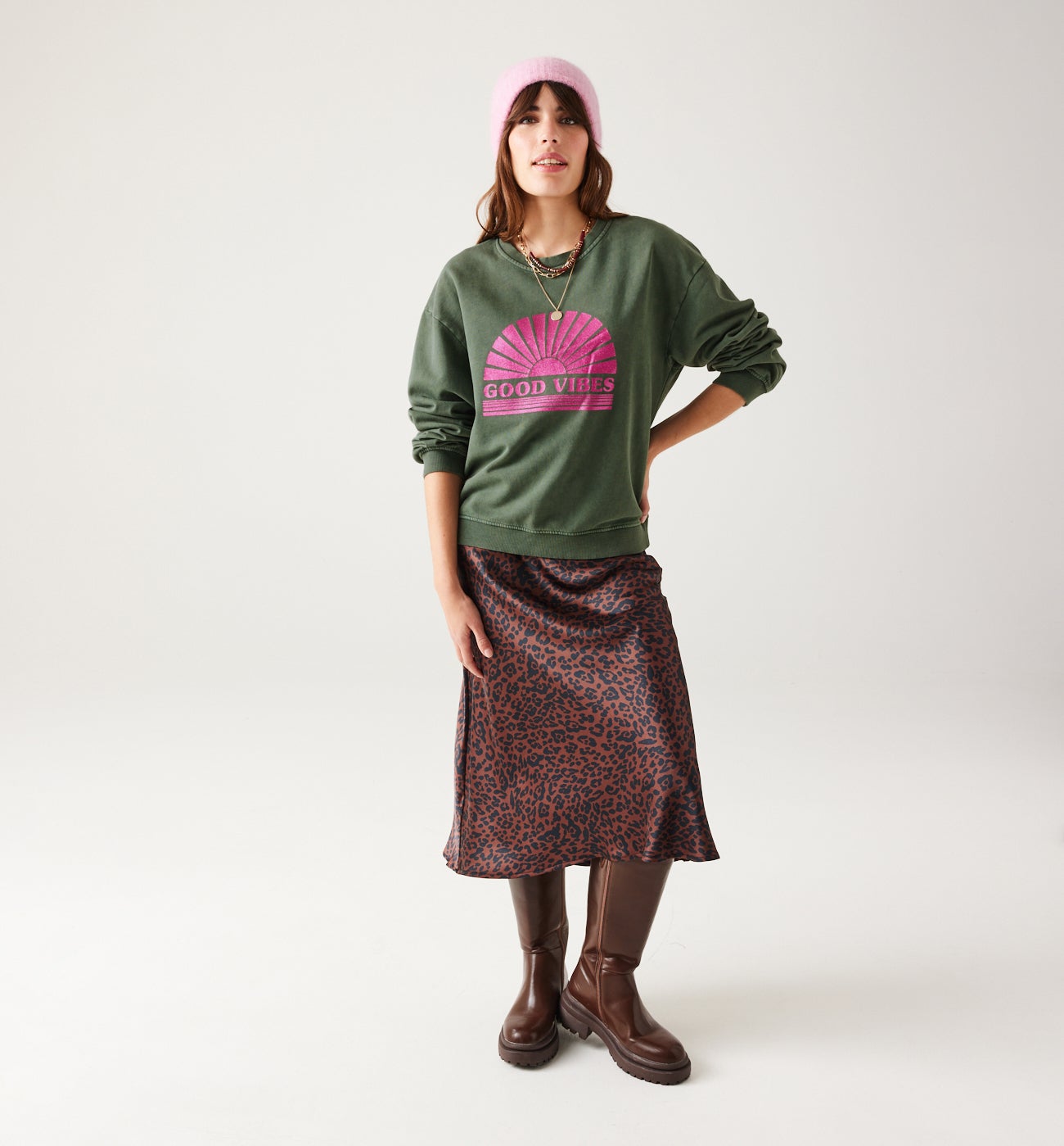 Slogan sweatshirt - Green print