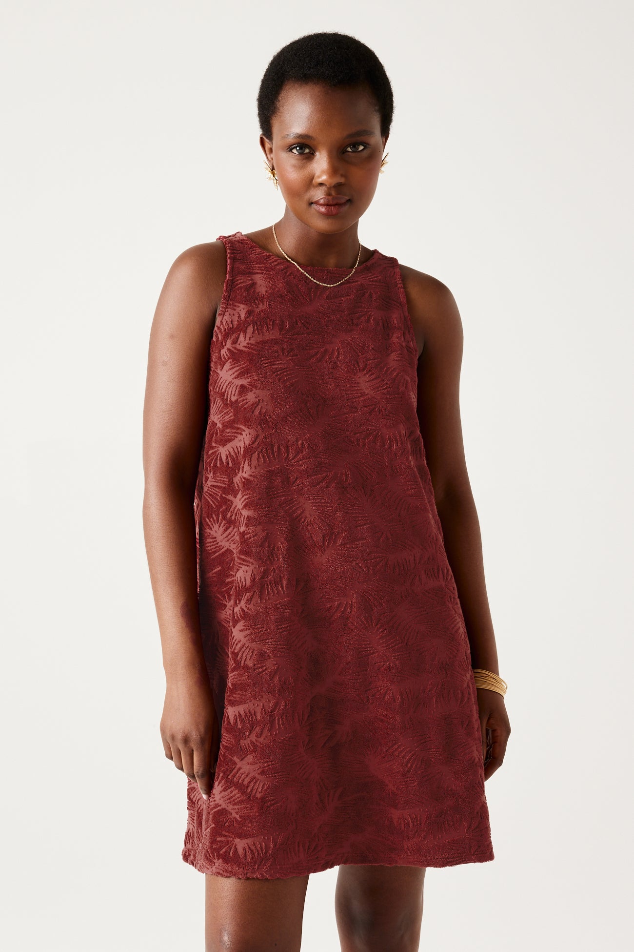 Short towelling dress - Bordeaux red