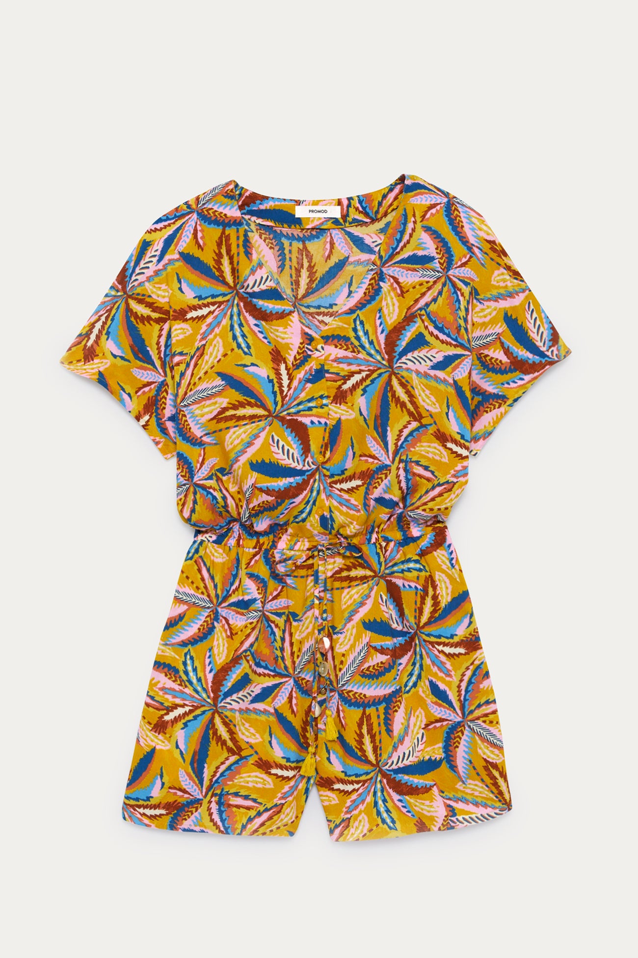 Patterned shorts playsuit - Ochre print