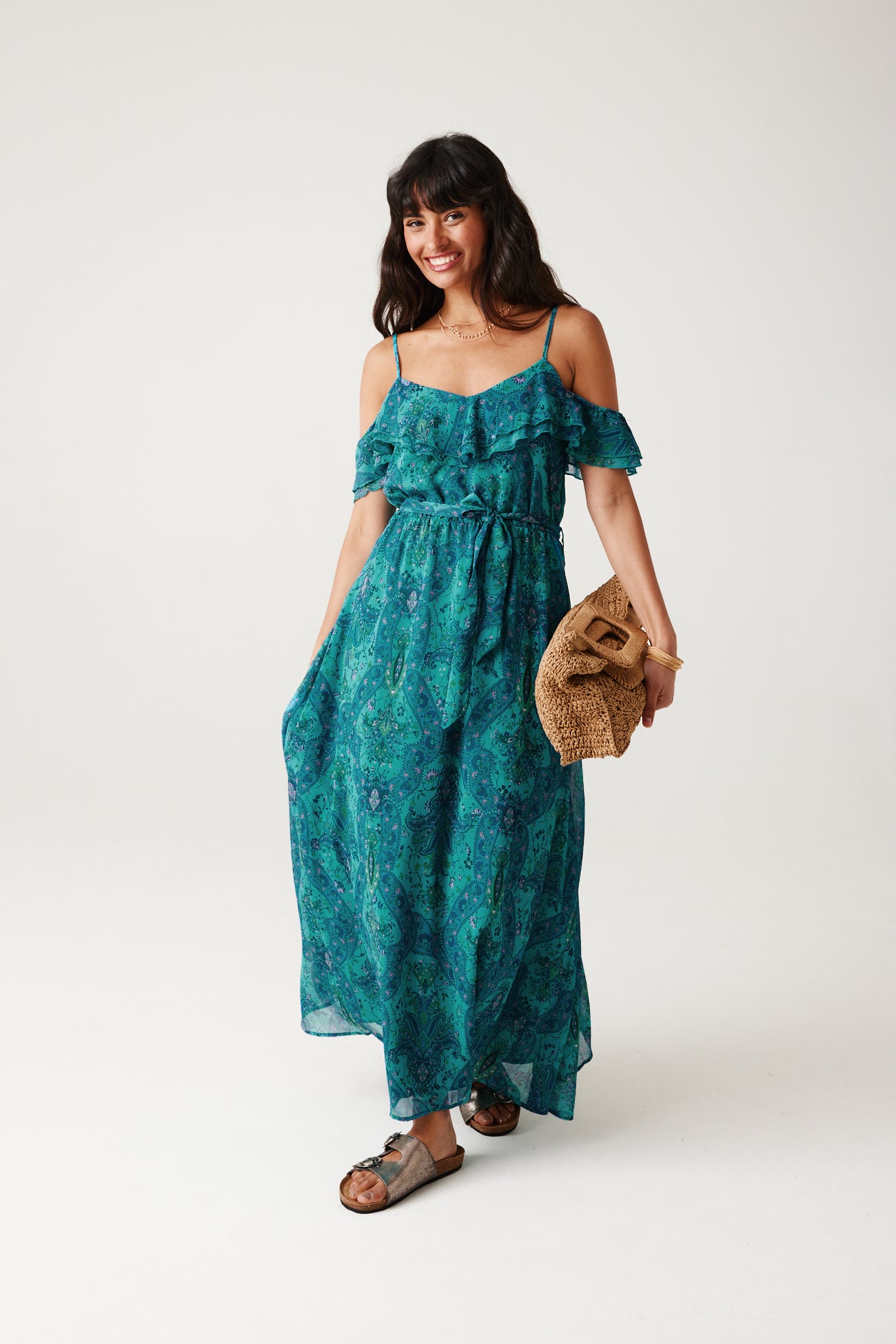 Long strappy dress - Blue print