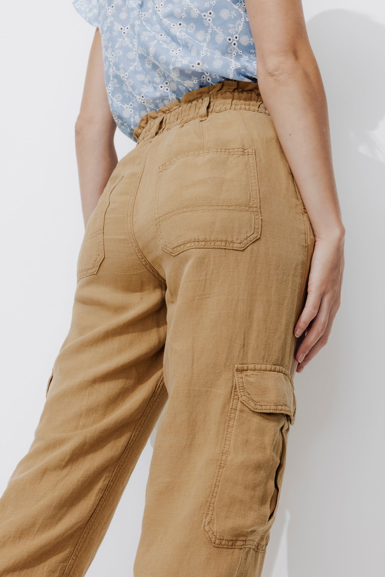 Linen cargo trousers - Sand